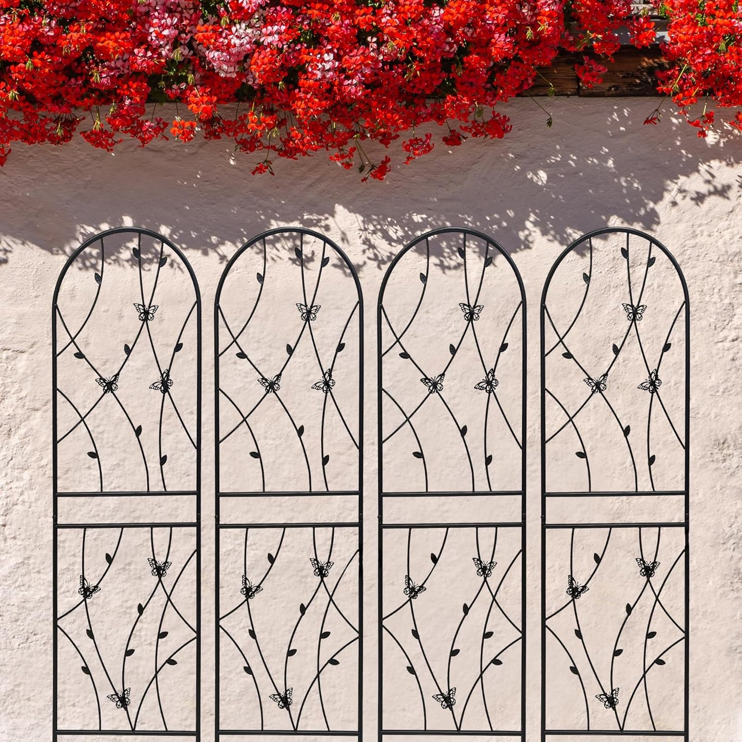 6 Pack Metal Garden Trellis 6FT Outdoor Garden Fence Rustproof Trellis for Climbing Plants Support Roses Flower Lawn Decoration, Black 71" Tall