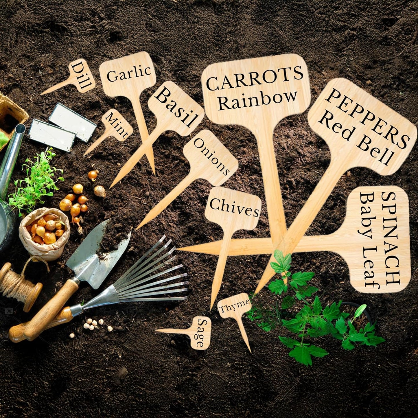 50 Pack 8 Inch Tall Plant Labels Large Garden Markers Plant Name Tags for Flowers, Herbs, Vegatables, Seeds, Bulbs Easy to See Larger Writing Area with Full Size Marker