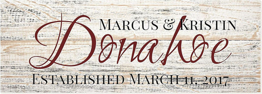 Personalized Printed Wood Family Name Sign With Established Date