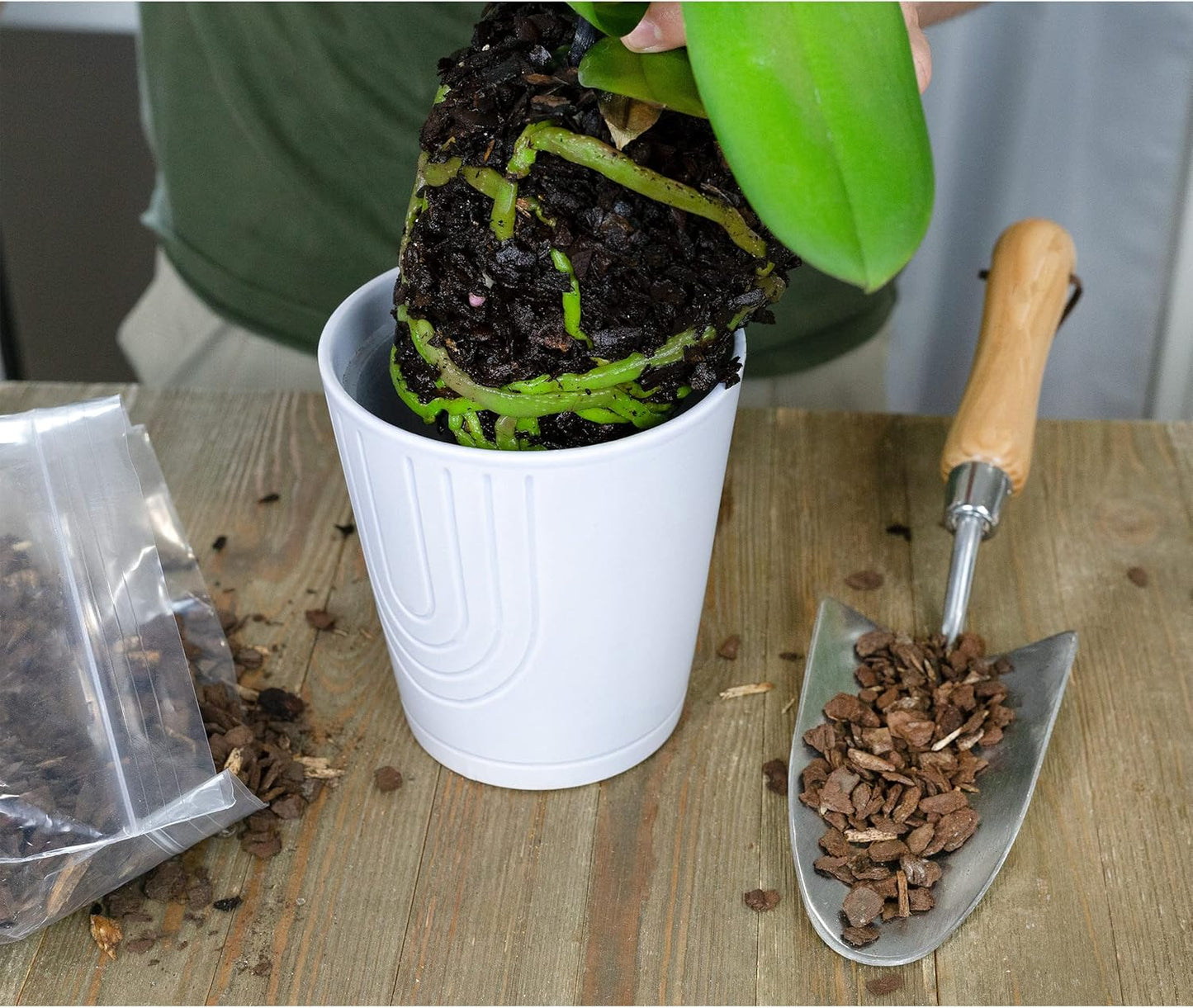 100% Organic Material All Natural Orchid Bark (8 Quarts), Long Lasting All Natural, High Flowering and Aeration for Orchid Plants, Vanda,Phalaenopsis, Cattleya and Houseplant Repotting