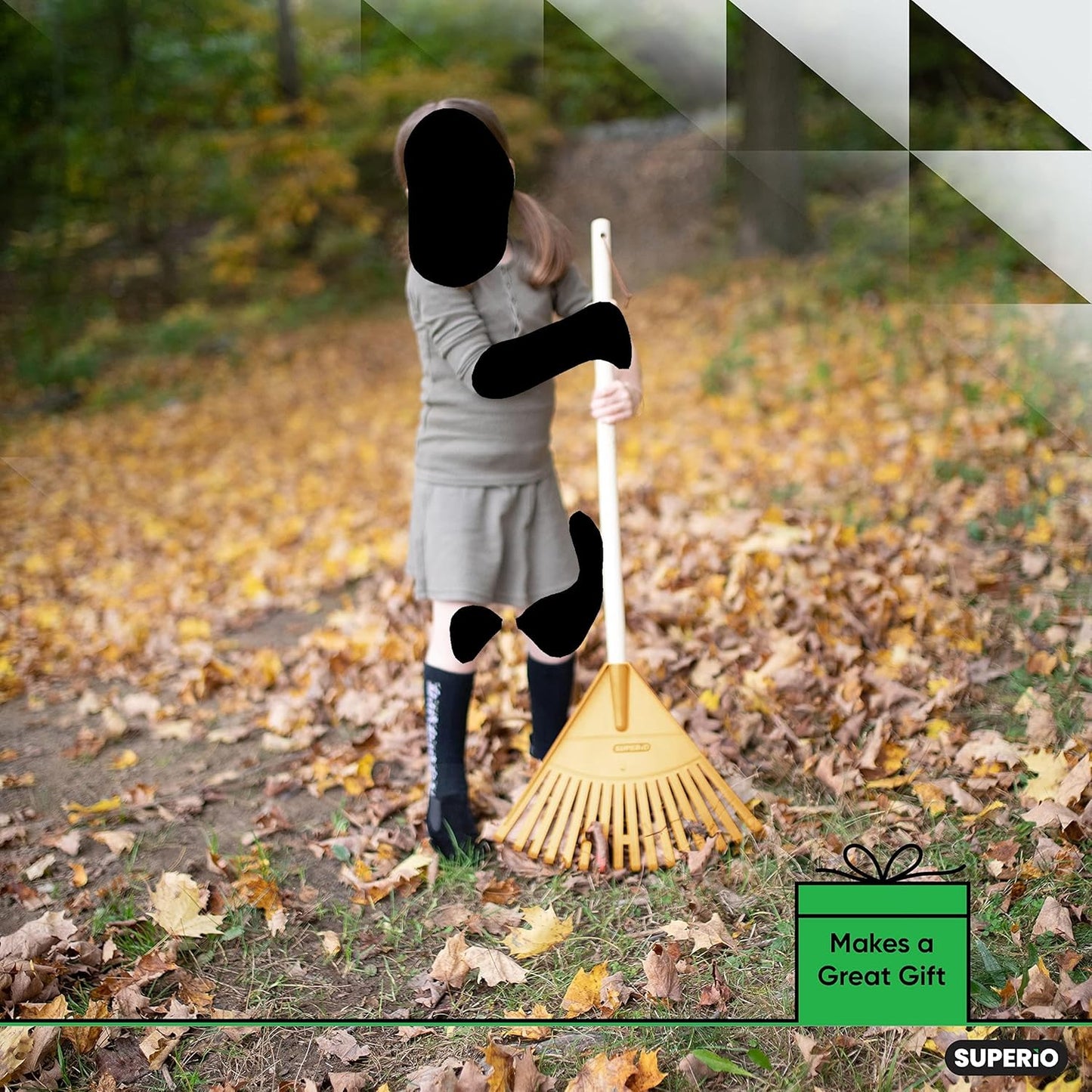 Superio Kids Garden Rakes, 2 Pack, Rakes with Wooden Handle, Plastic Head, 34" (Yellow)