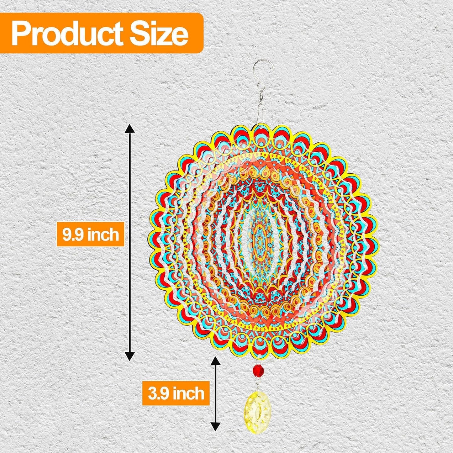 Wind Spinner, Hanging Wind Sculptures,Wind Spinners for Yard and Garden Decor,Yard Decorations Outdoor,Hanging Art Ornaments for Garden Yard Balcony Decor (Mandela Color)