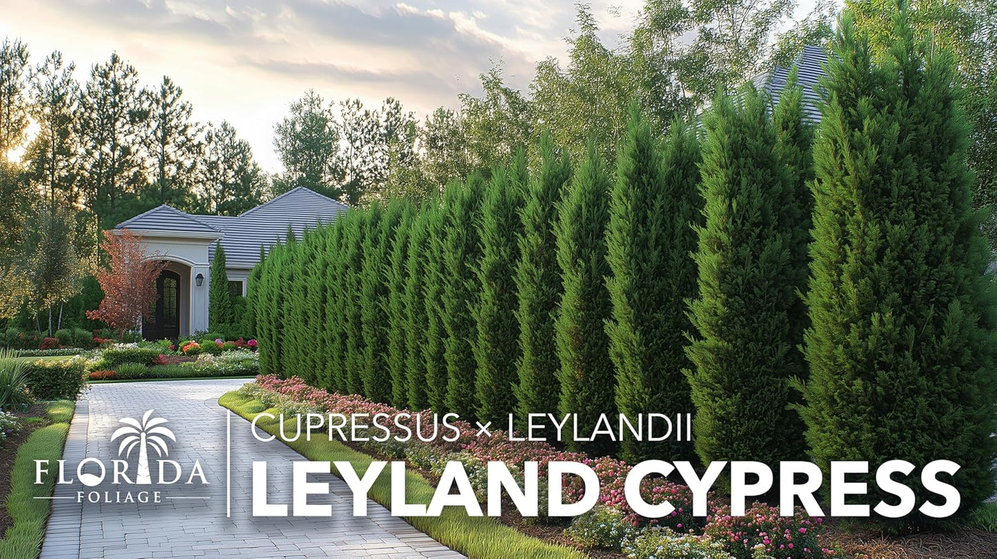 Leyland Cypress | 10 Quart Size Plants | Cupressocyparis leylandii | Fast Growing Privacy Trees, Evergreen Landscape Plants, Drought Tolerant, Low Maintenance, Windbreak, Hardy