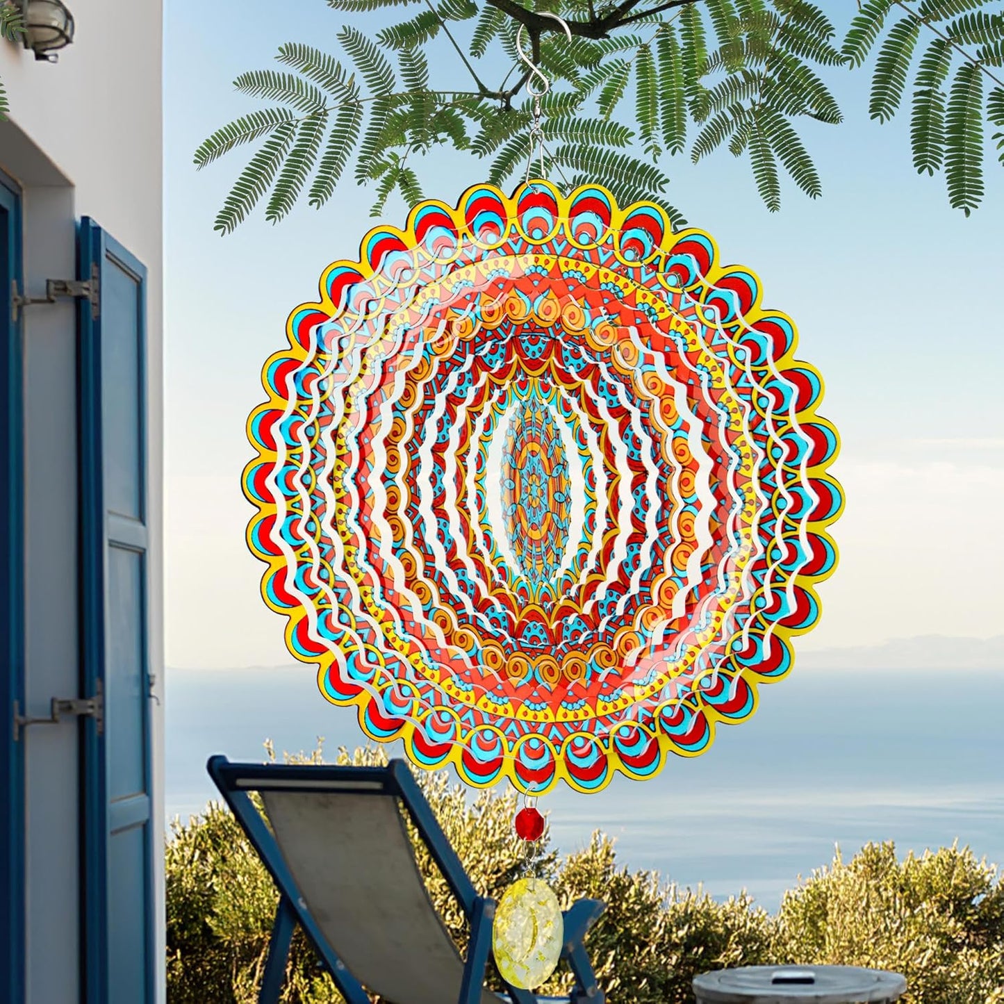 Wind Spinner, Hanging Wind Sculptures,Wind Spinners for Yard and Garden Decor,Yard Decorations Outdoor,Hanging Art Ornaments for Garden Yard Balcony Decor (Mandela Color)