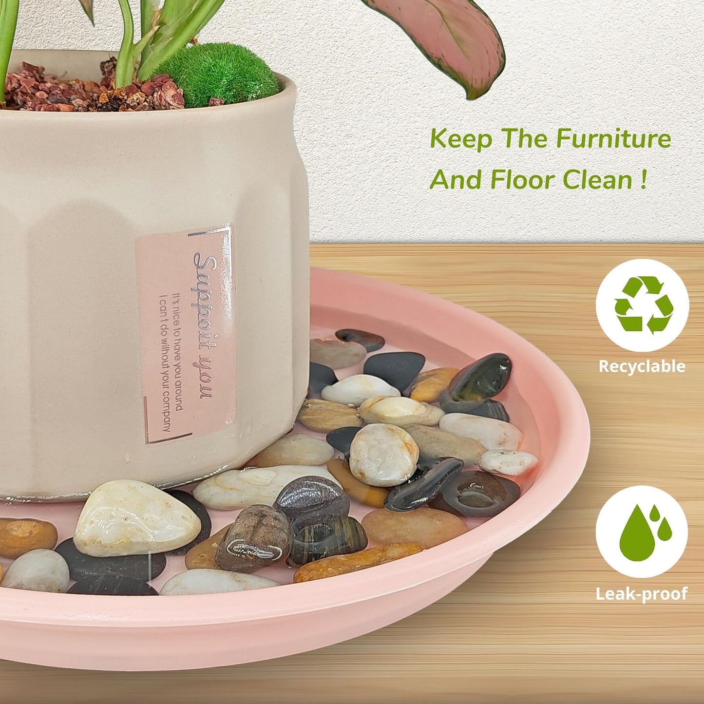 12Pcs Colourful Plant Saucer, 6 8 10 Inch Durable Plastic Plant Tray, Round Plant Pot Saucers, Drip Tray for Indoor and Outdoor Garden, Pink