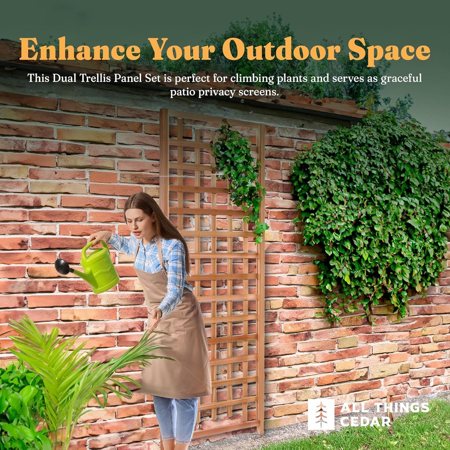 All Things Cedar 33" x 84" Outdoor Single Trellis Handcrafted for Climbing Plants