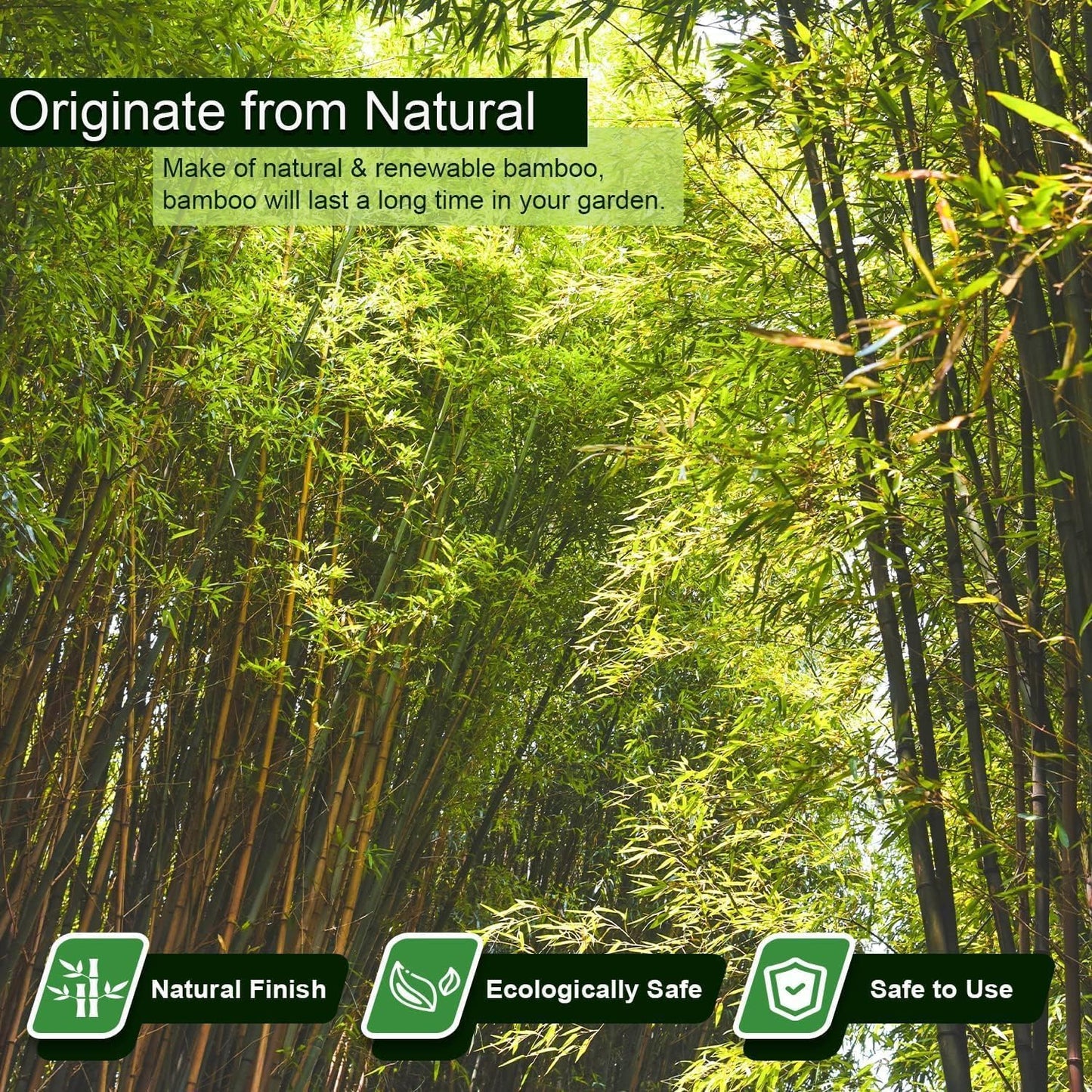 3/10" D 2 Feet Bamboo Stakes 50 Pack, Thicker Heavy-Duty Plant Stakes, Natural Garden Stakes for Bean, Tomato, Bean, Flowers,Trees Potted and Climbing Plant Support