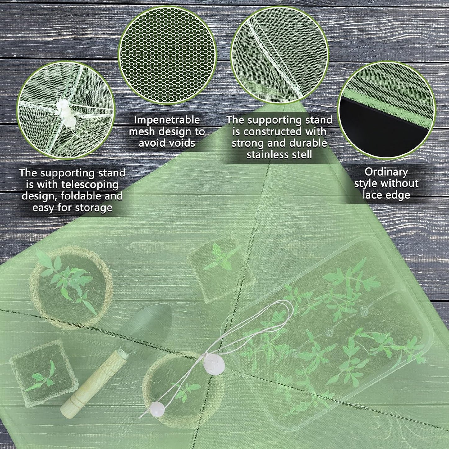 Sawysine 4 Pack Mesh Plant Cover Reusable Screen Cloche Dome Plant Protector Tent Collapsible Umbrella for Outdoor Garden Greenhouse Vegetable Flowers Strawberry from Animals(15 x 15 Inch,Green)