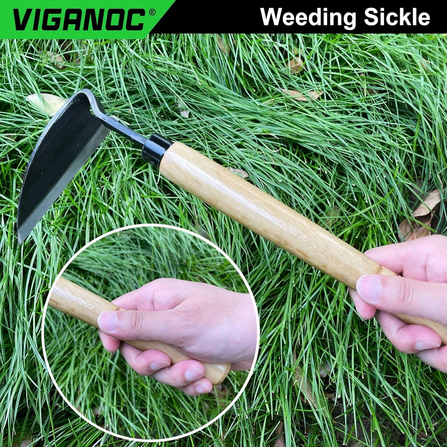 Japanese Wide Blade Garden Tool - Premium Quality Hand Hoes/Weeding Sickle is Very Sharp for Quick Work