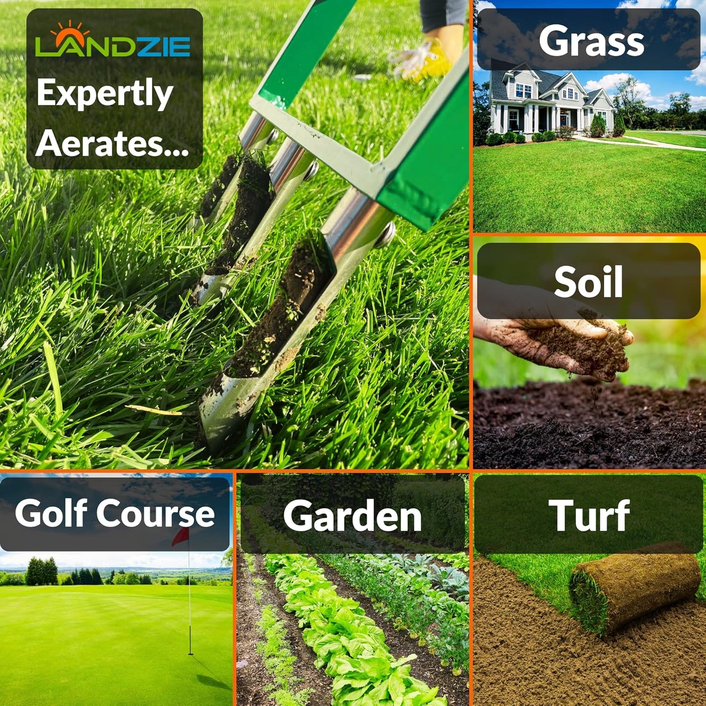 LANDZIE Lawn Aerator Replacement Tines - Set of 3 Hollow Tines for Aerator Lawn Tool - 3 Heavy Duty Stainless Steel Manual Lawn Aerator Add-on Hollow Tines for Compacted Soil - Manual Hand Coring Tool