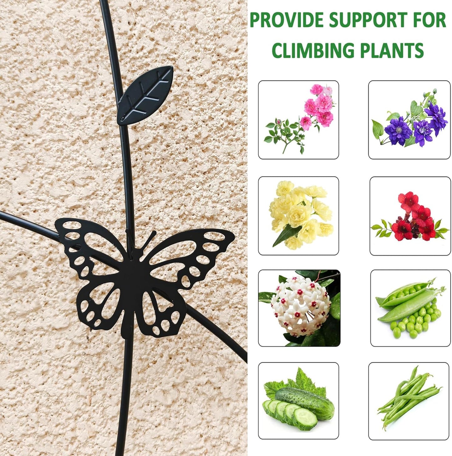 6 Pack Metal Garden Trellis 6FT Outdoor Garden Fence Rustproof Trellis for Climbing Plants Support Roses Flower Lawn Decoration, Black 71" Tall