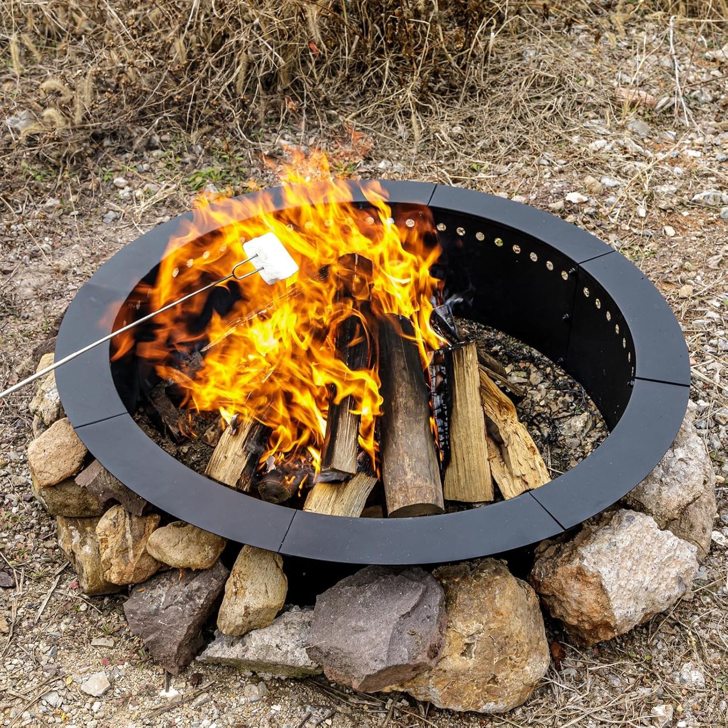 36 inch Fire Ring, Large Round Firepit Insert,Fire Pit Ring for Camping, Wood Burning Fire Pit for Yard,Garden,Outdoor Fireplace, DIY Fire Rings for Outside