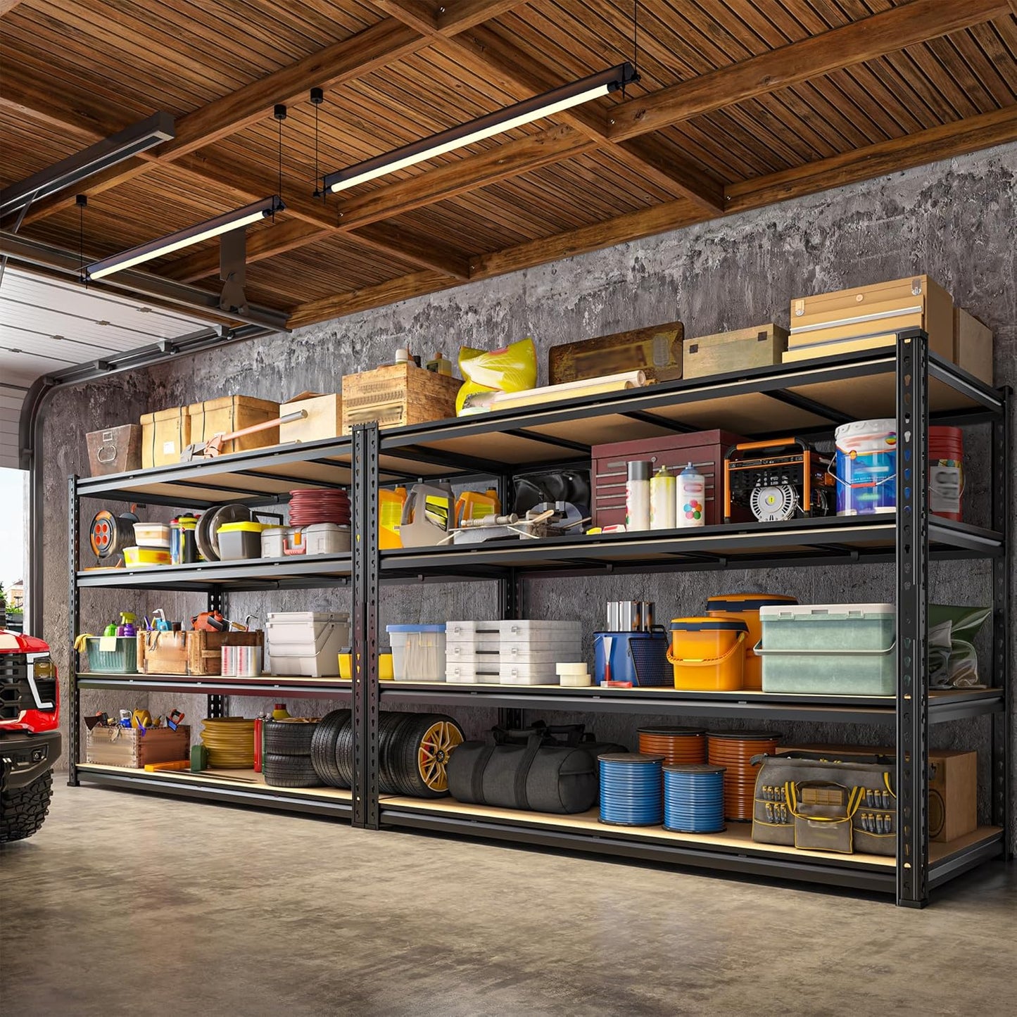 59.8"W Metal Shelving 59.8"H Storage Shelves 2200LBS Garage Shelving Adjustable Metal Shelves Heavy Duty 4 Tier Pantry Shelf for Basement Warehouse Pantry Supermarket 59.8"W x 24"D x 59.8"H
