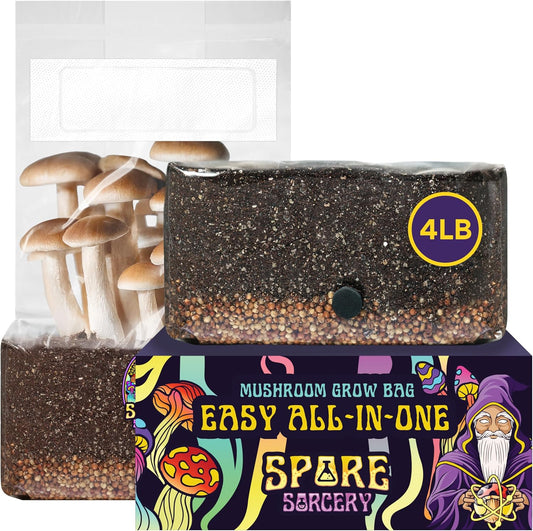 4 LB All-in-One Grow Kit: Up to 64oz of Mushrooms! Nutrient-Enhanced, Injection Port, Just Add Your Own Spores & Grow Like Magic (4 LB Bag)