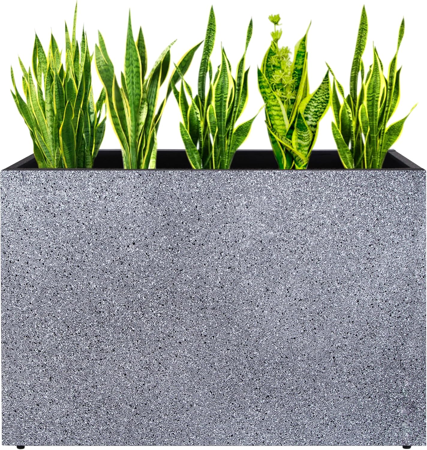 Metal Planter Box Rectangular Planter, 35.5" Lx 10" Wx 28" H Terrazzo Large Planters with Drainage Holes, Galvanized Steel Tall Planters for Patio/Porch