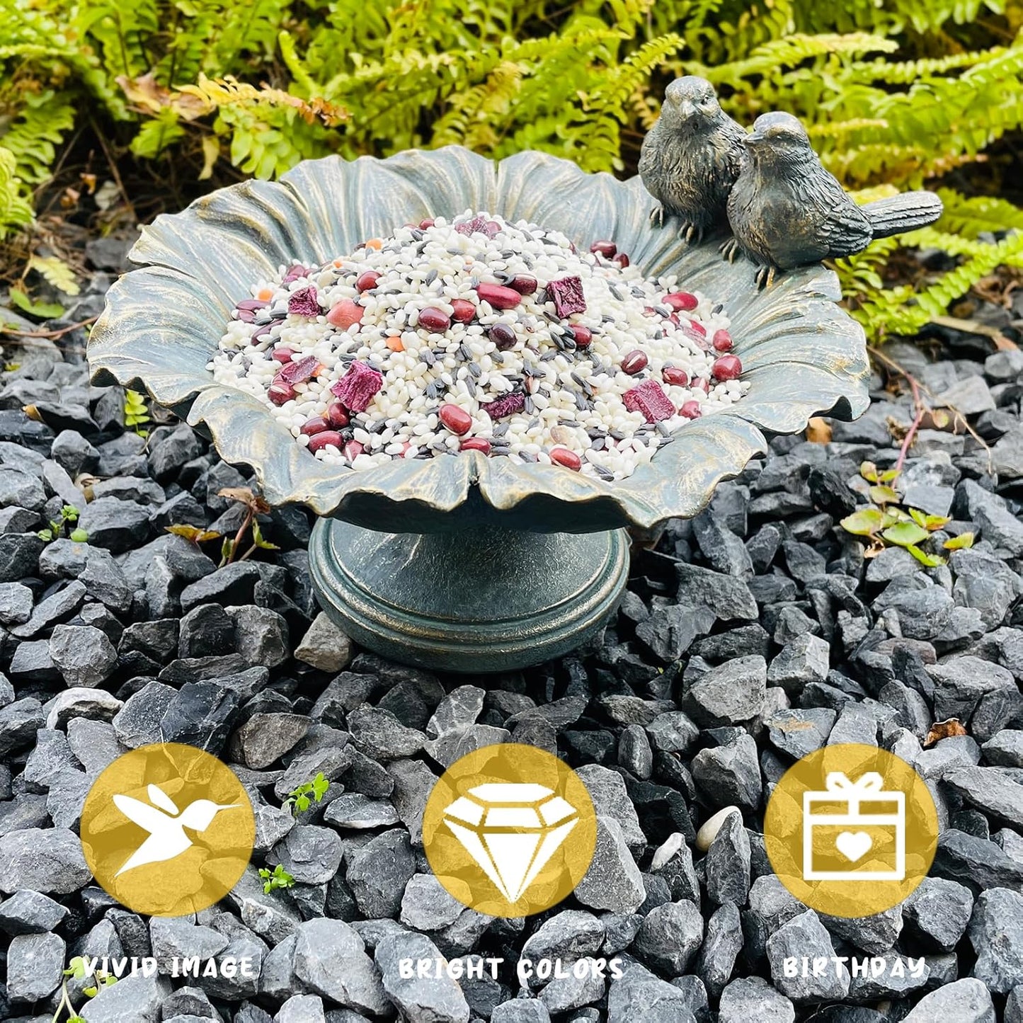 Bird Baths for Outdoors, Garden Decorations Hummingbird Feeders, Outdoor Sculpture Yard Art Large Lawn Ornament Patio Figurine Bird Feeder Resin