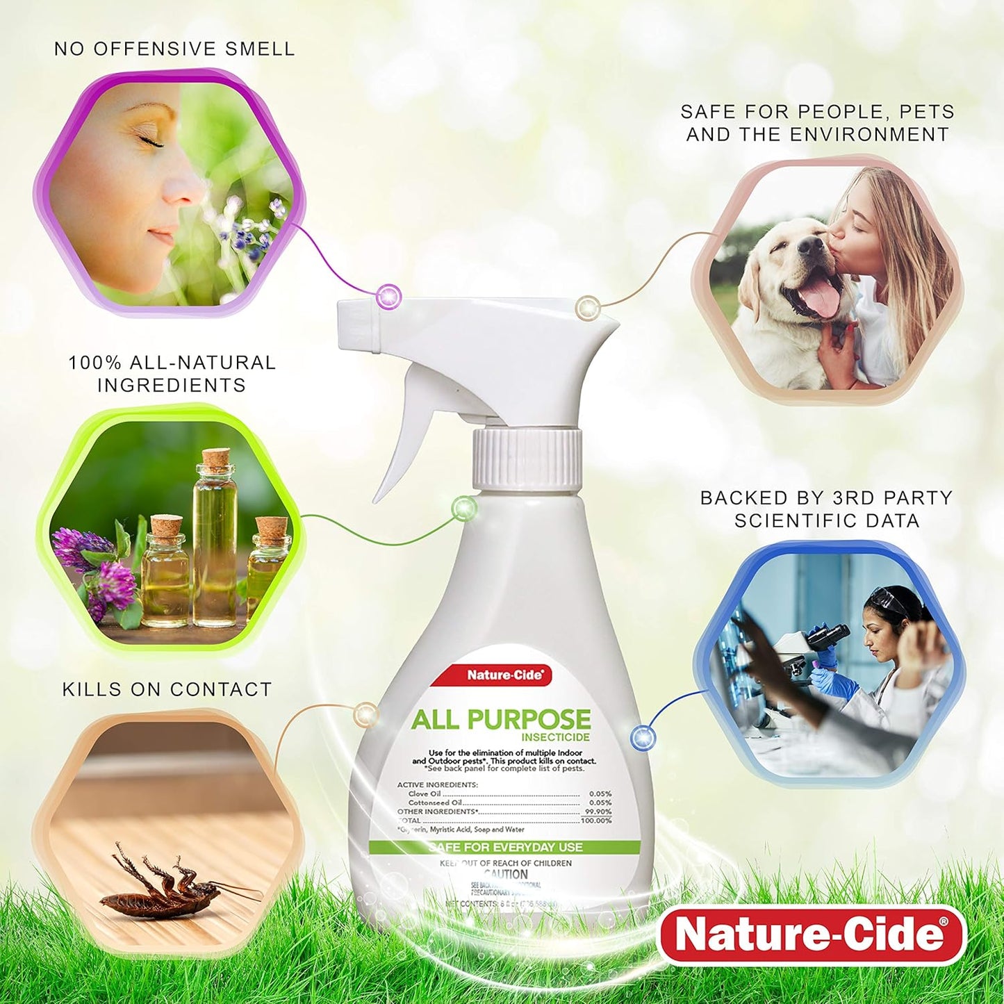 Nature-Cide All Purpose Spray - for Roach, Spider, Mosquito and Ant. Keeps Your Home Safe. No Strong Odor. 8 oz