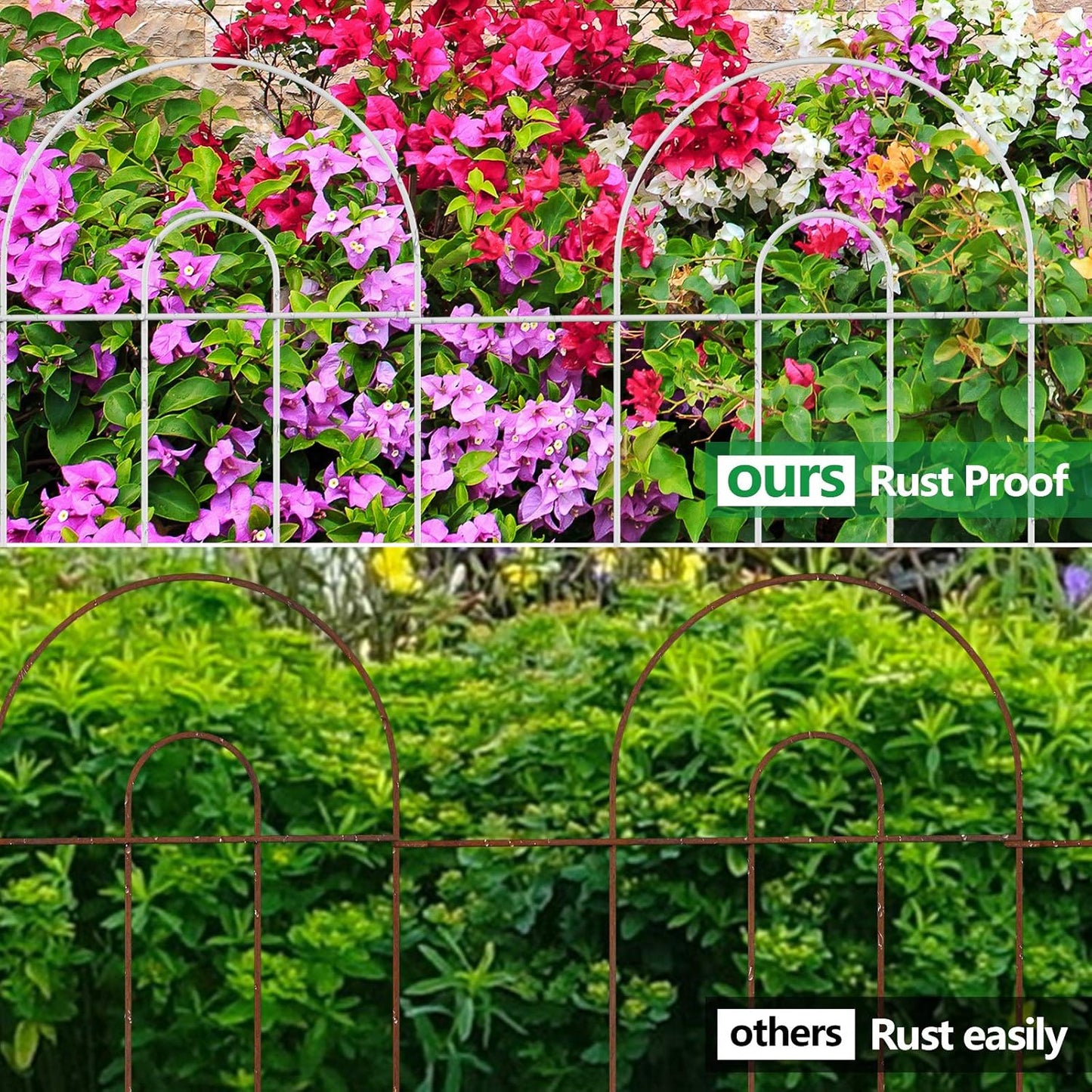 AMAGABELI GARDEN & HOME 25 Panels 24in(H)×35ft(L) Decorative Garden Fences and Borders for Dogs No Dig Rustproof Metal Fence Panel Garden Edging Border Animal Barrier Fencing for Flower Bed Yard White