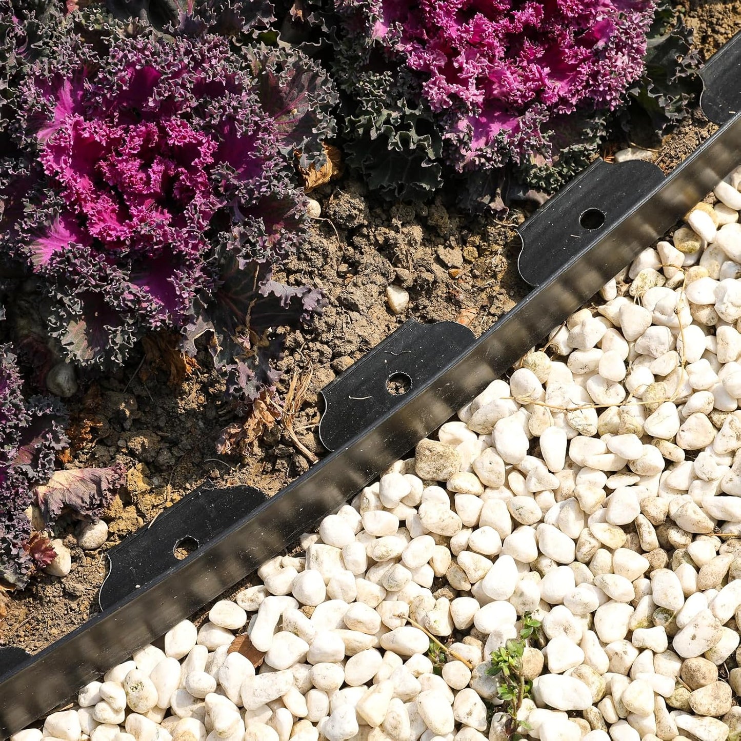 4 Inch Tall Garden Edging Border 66FT with 90pcs Spikes, Plastic Edging Border for Landscaping, Lawn, Garden, Flower Beds, Paver, Pathway