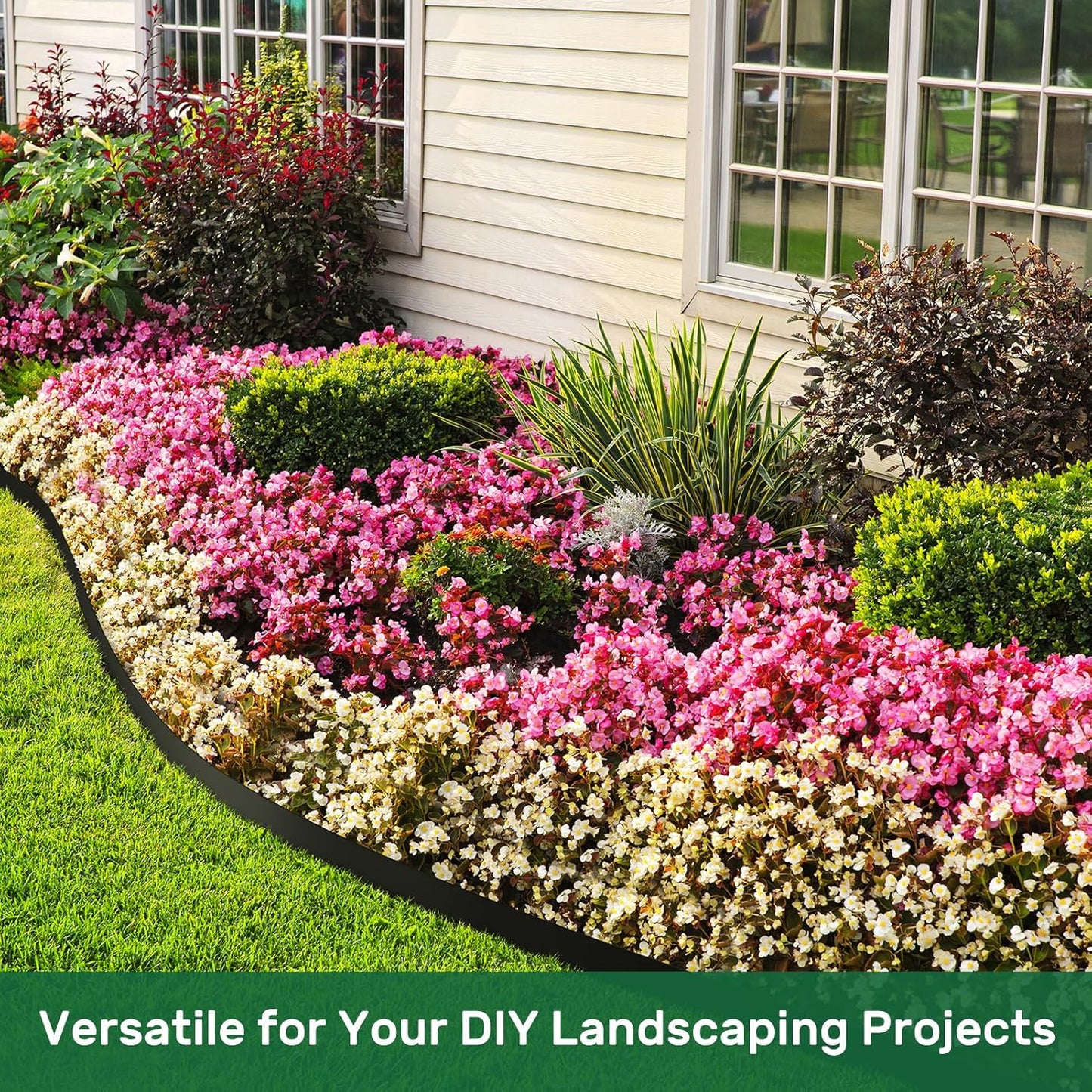 AGTEK Garden Edging 66FT Landscape Edging Kit 1.5 Inch Height Plastic Garden Border No Dig Lawn Border for Yard Flower Bed with 40 Stakes