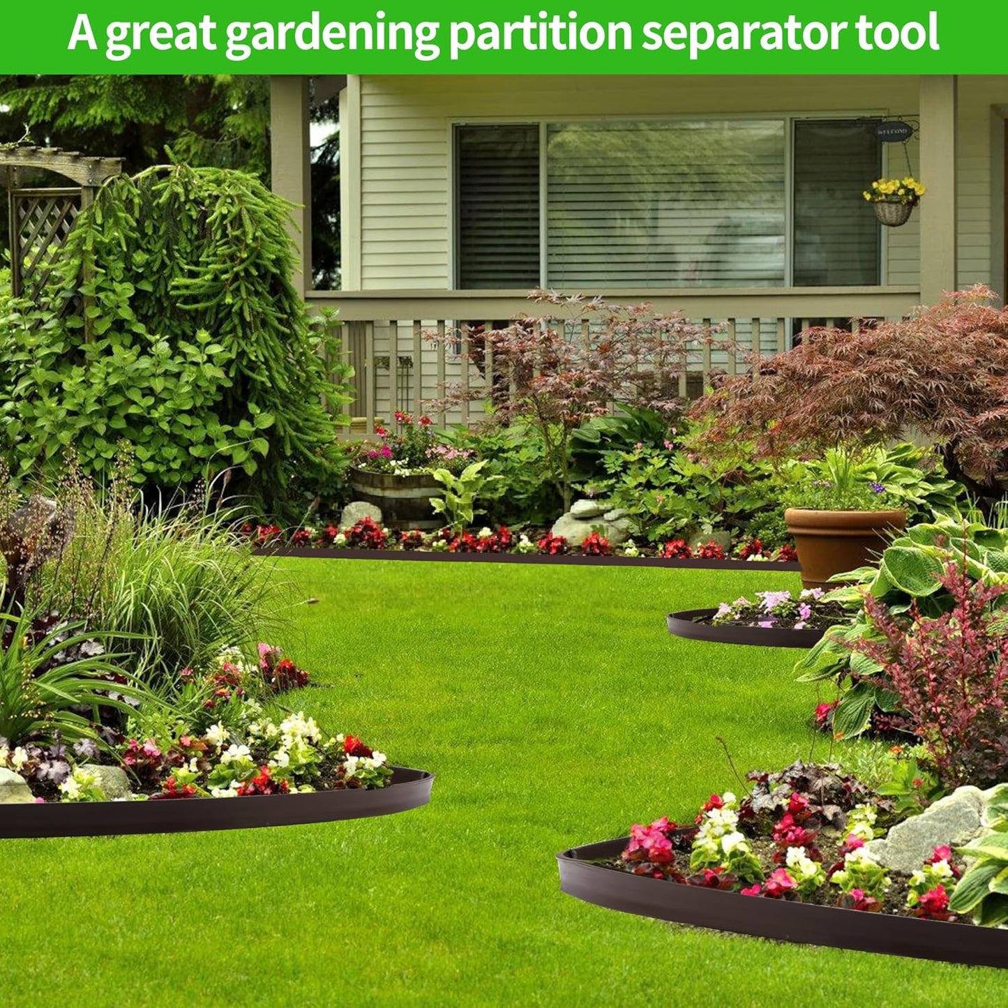 Garden Edging Kit Flexible Lawn Edging, Landscape Edging Border 33 FT with 30 Spikes, 4" Tall No Dig Garden Edging Roll for Landscaping Flower Beds Yard Pathway (4IN x 33FT, Brown)