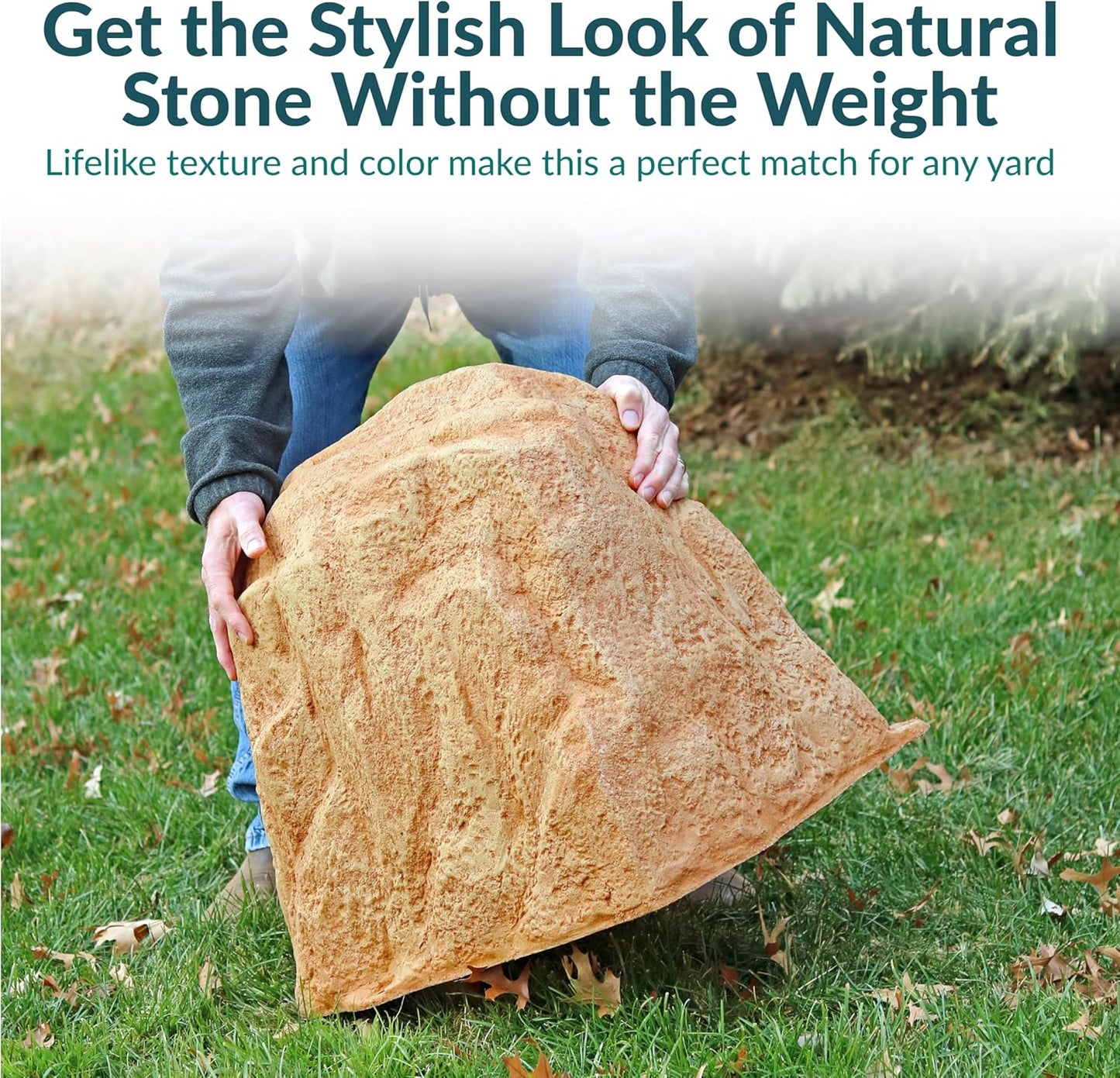 Sunnydaze 21.5” H Polyresin Faux Landscape Rock Cover - Lightweight Fake Rock Well Pump Cover for Outside - Sand - 2-Pack