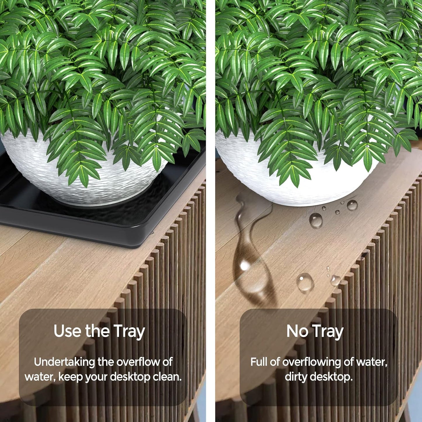 WAYNHUI Squared Plant Saucer 6/8/10/12/14/16/18/20inches Square Plastic Basin Tray Large/Small Water Receiving Tray (Black 12inch 5pack)