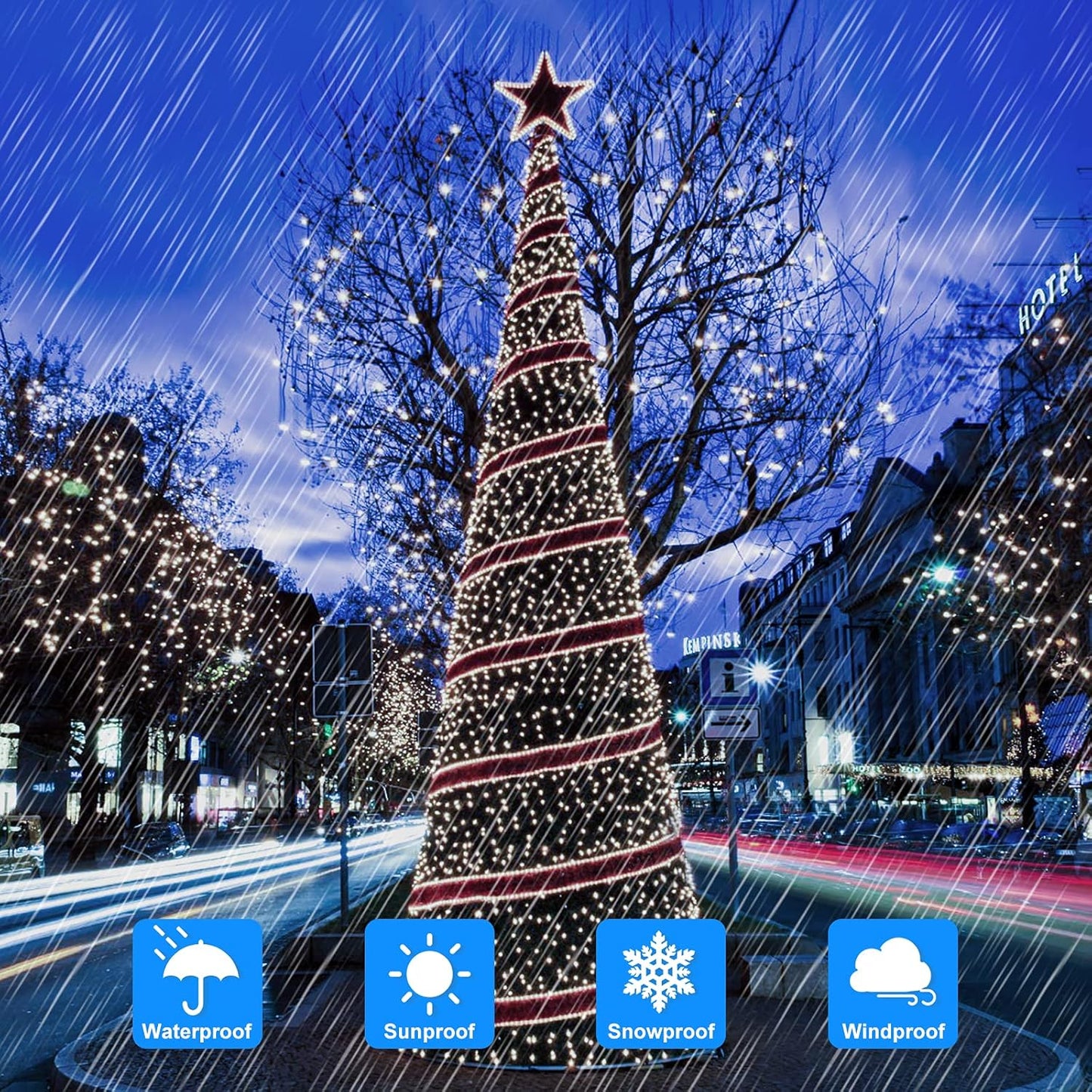 Extra-Long 288FT 800LED Solar Fairy String Lights, 4-Pack 72FT 200 LED Outdoor Twinkle Lights Waterproof 8 Lighting Modes Cool White Silver Wire Lights for Deck Backyard Tree Garden Fence Pool Party