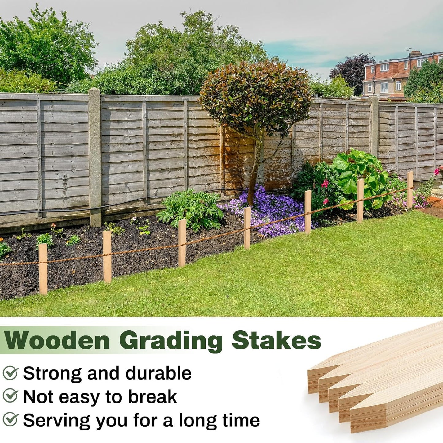 20 Pieces Wooden Garden Stakes 12 Inch Grade and Survey Stakes Wooden Garden and Sign Posts for Plant Support Silt Fence Yard Farm Survey Boundaries Baselines