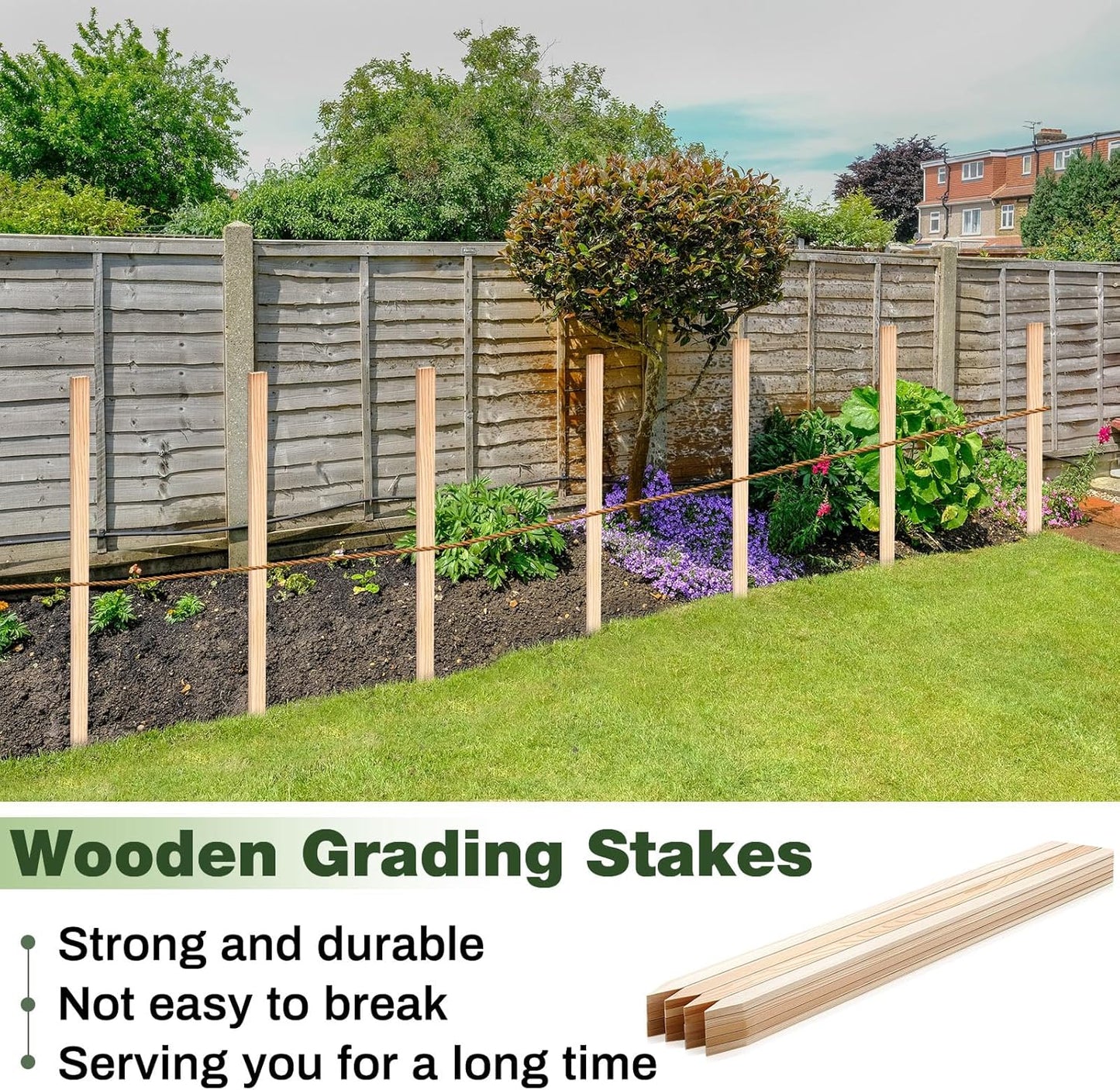 20 Pieces Wooden Garden Stakes 48 Inch Grade and Survey Stakes Wooden Garden and Sign Posts for Plant Support Silt Fence Yard Farm Survey Boundaries Baselines