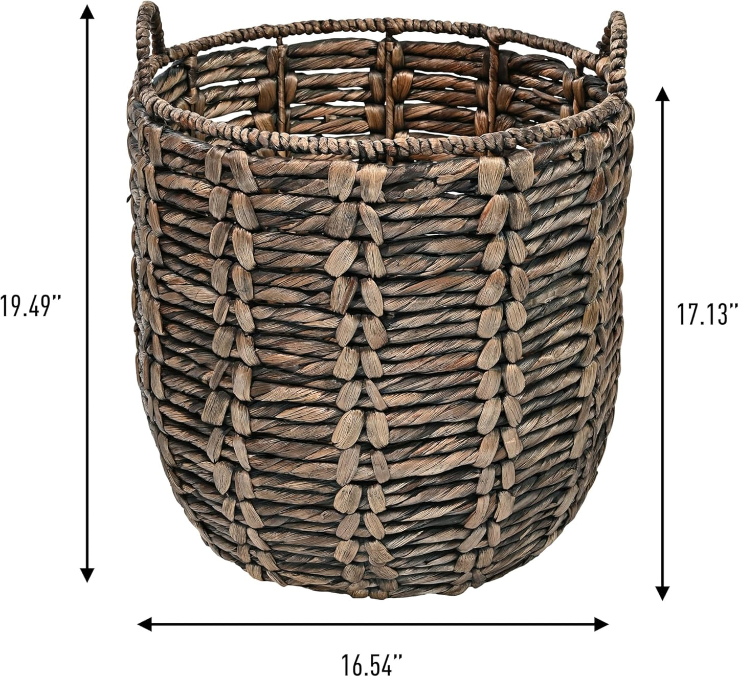 happimess BSK1003B Laurel 19.49" Bohemian Handwoven Abaca Hamper Basket with Handles, Brown for Storage and Decoration in Bathroom, Bedroom, Living Room