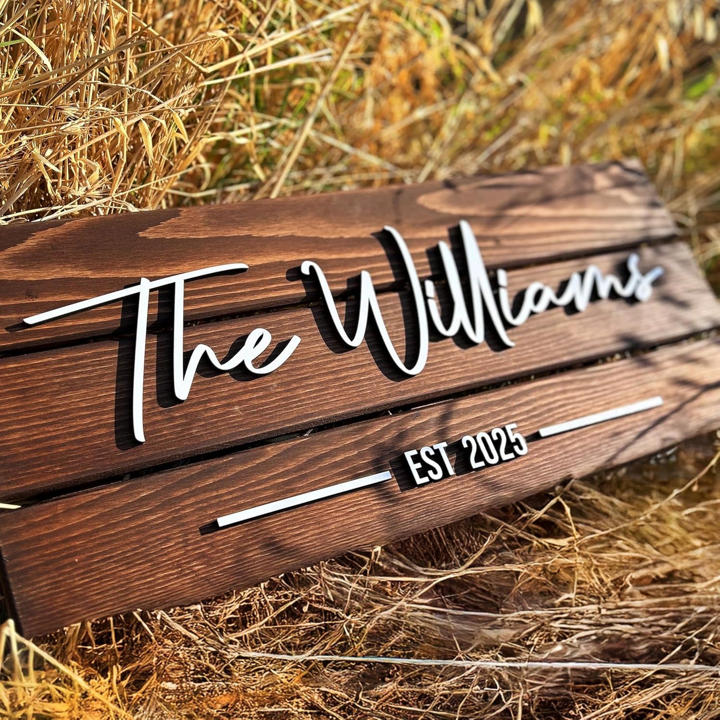 Wooden Name Sign Personalized and Custom, Solid Rustic Wood, Wedding Gifts for Couples, Home, Office, Family Last Name Established Signs, Est. Date Sign 23x10"