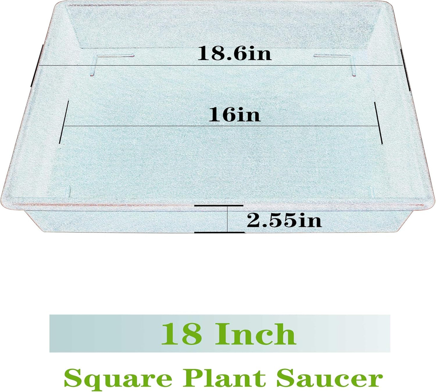 Square Plant Saucer 18 Inch 2 Pack, Large Plant Trays for Pots Heavy Duty Plastic Plant Saucers for Indoors Outdoors, Flower Pot Plant Drip Trays No Holes Plant Lover Gardening Gifts