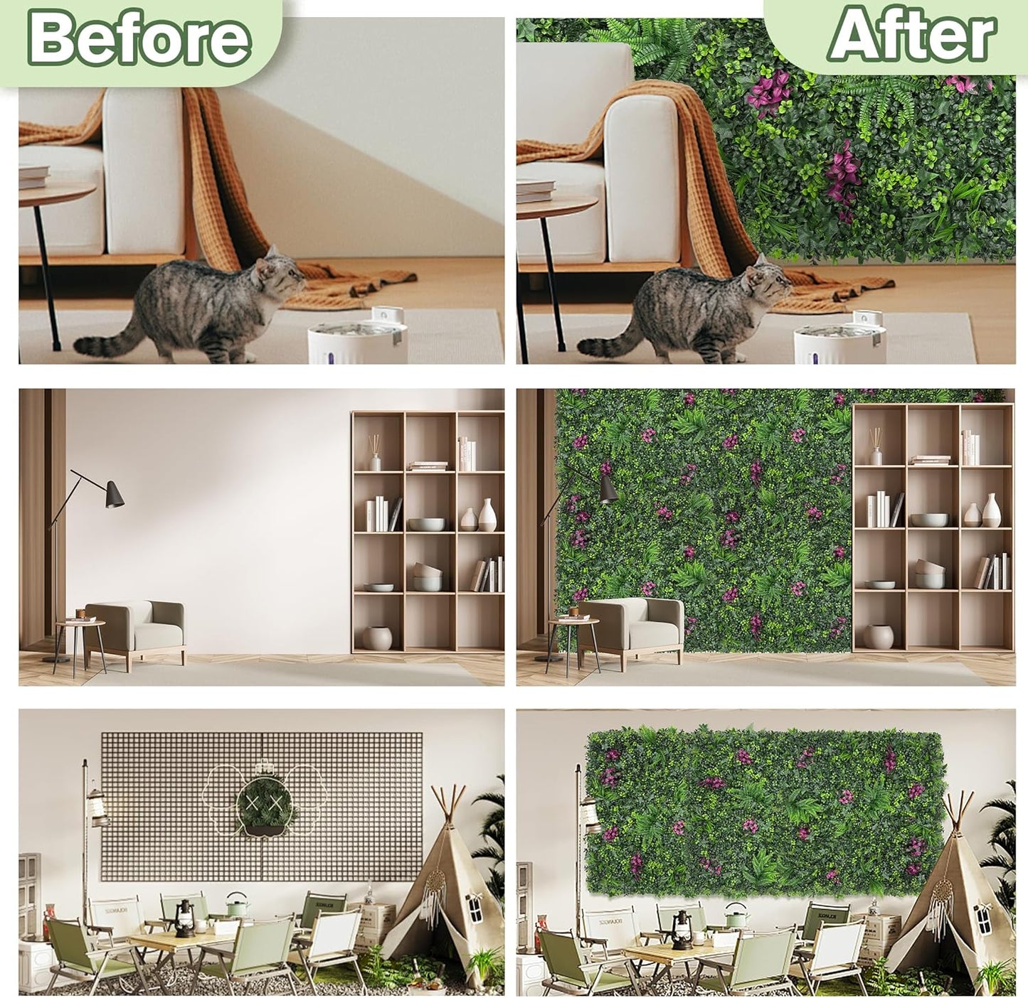 Greenery Grass Wall Boxwood Plant Roll: 40"x120"(33.5 SQFT) with UV Resistant Green Leaves Faux for Interior Wall, Greenery Backdrop,Garden and Indoor Outdoor Plant Panel Covering Privacy