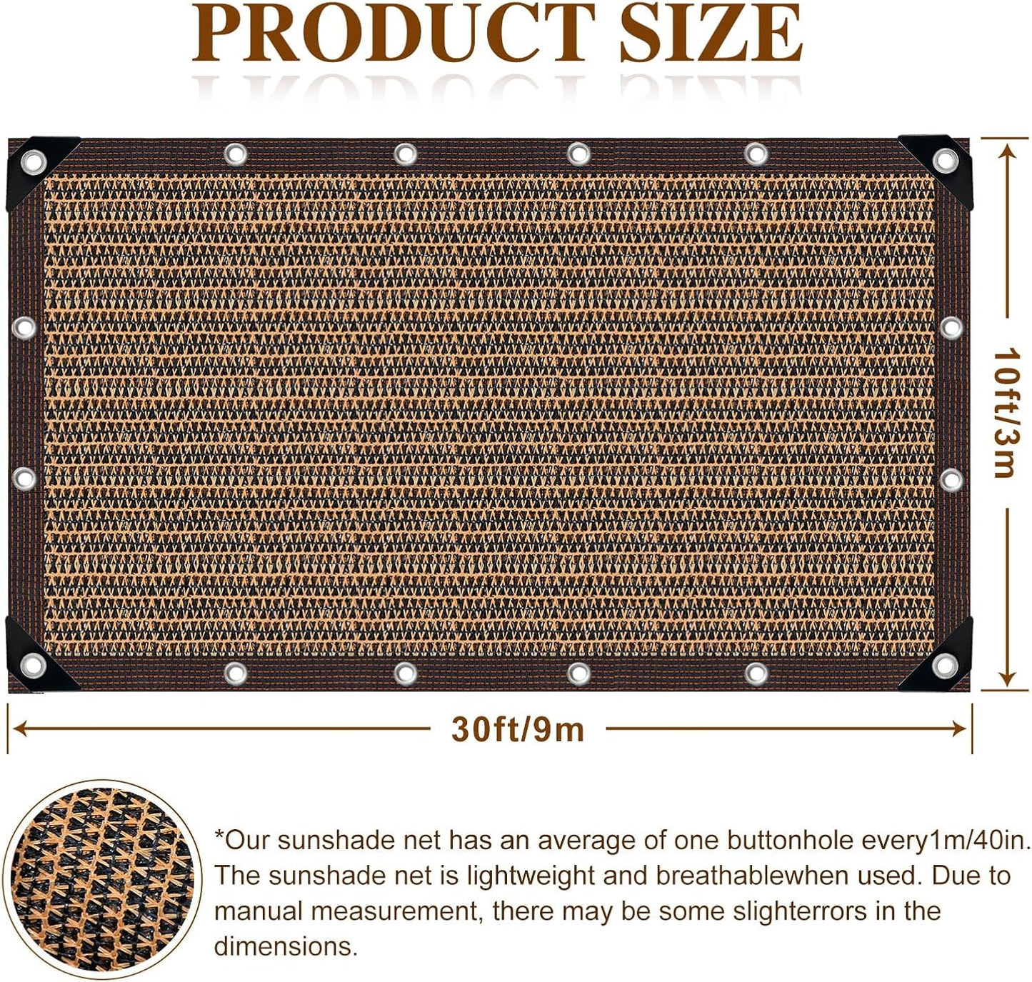 80% Sunblock Shade Cloth Net Resistant - 10x30Ft Garden Shade Mesh for Plant Cover, Greenhouse, Chicken Coop, Kennels, Tomatoes Plants