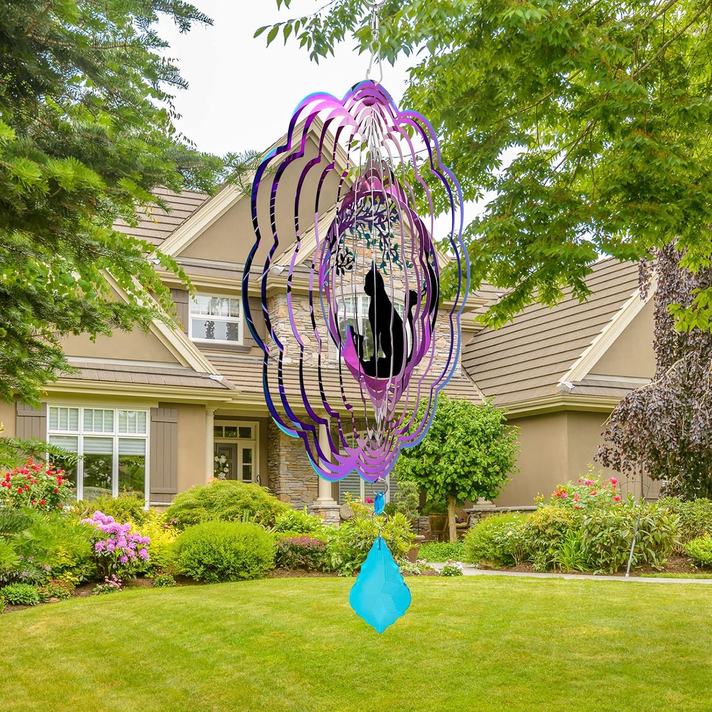 Wind Spinner, Hanging Wind Sculptures,Wind Spinners for Yard and Garden Decor,Yard Decorations Outdoor,Hanging Art Ornaments for Garden Yard Balcony Decor (Cat)