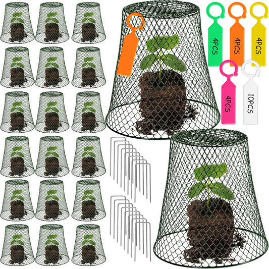 20 Pcs 9×9inch Chicken Wire Plant Covers Wire Garden Cloches Chicken Wire Cloche Plant Protector Metal Heavy Duty Garden Plant Cloche for Keeping Bunnies Chicken Squirrels Birds Other Out