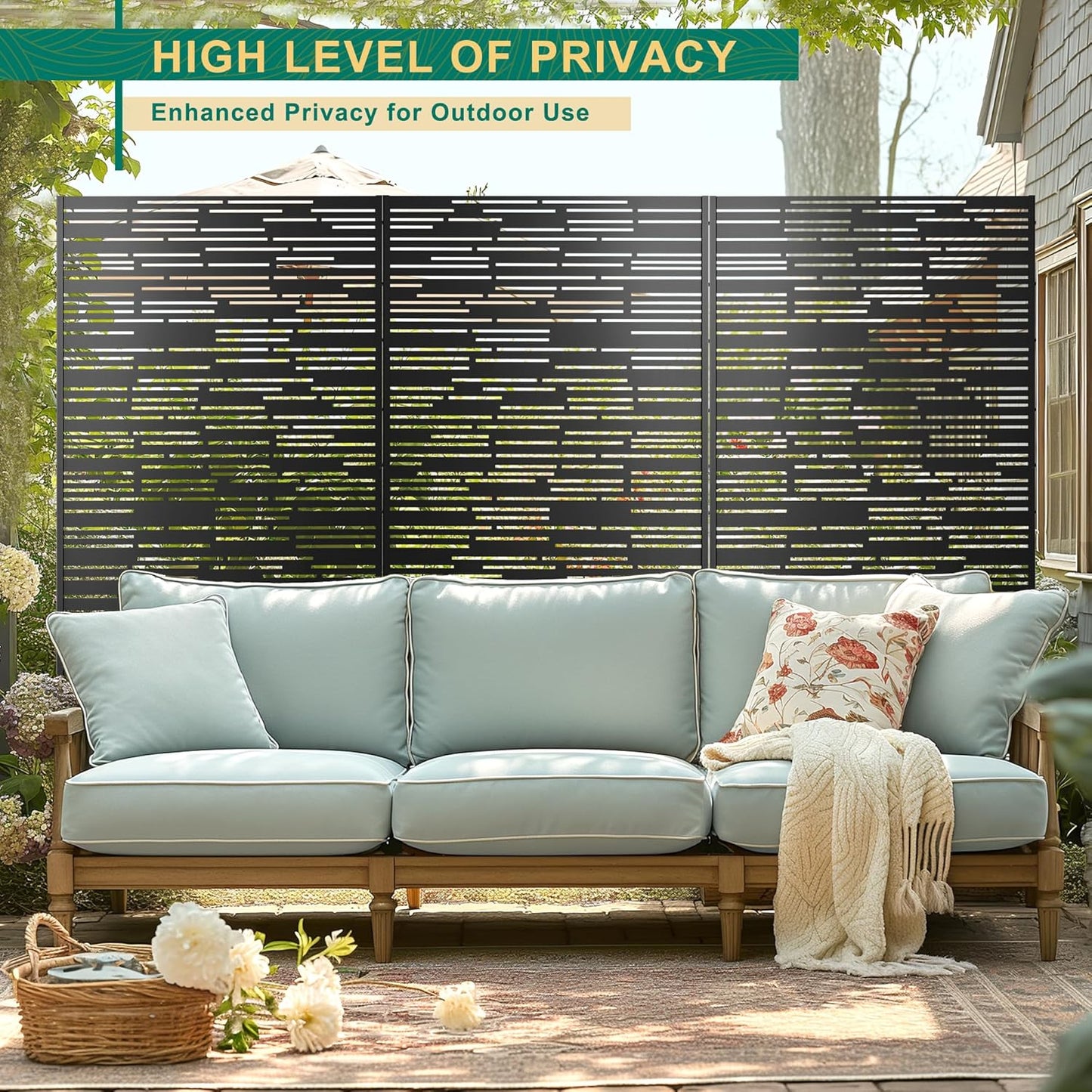 72" H×47" W Metal Privacy Screen Outdoor Privacy Screen Freestanding, for Patio Lawn Deck,Privacy Panels Decorative Privacy Fence(Consists of 3 Panels)