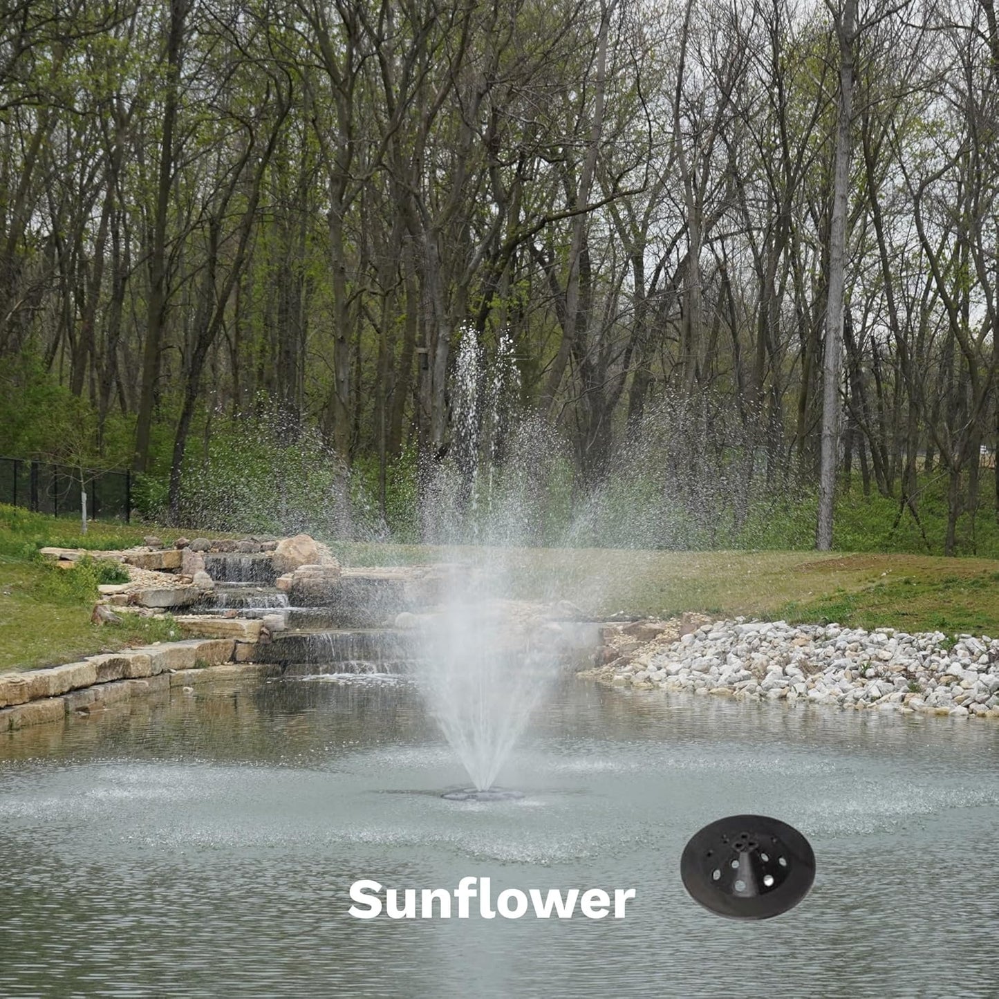 HALF OFF PONDS Floating Fountain – 1.75 HP Pond Aerator with 200' Cord – 14,800 GPH Water Pump – 11 Spray Patterns - Energy-Efficient – for Large Ponds, Lakes & Water Gardens