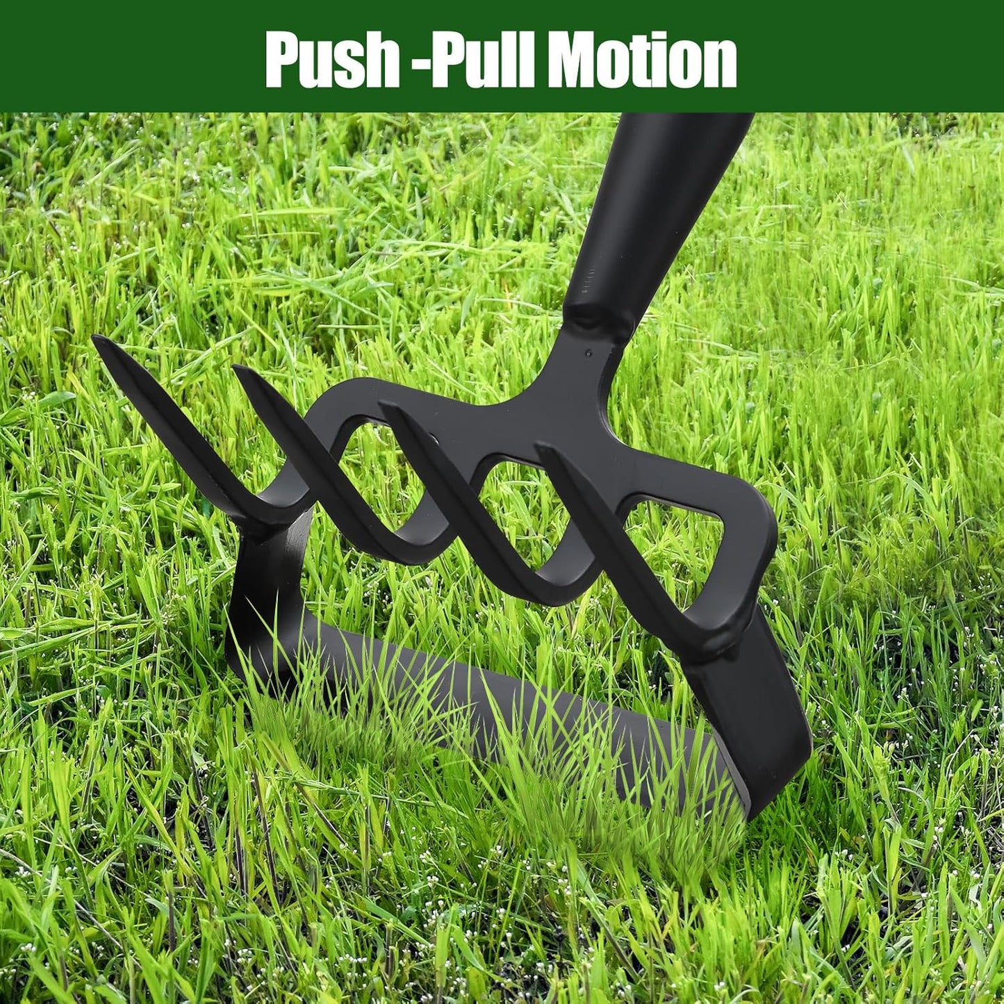 2-in-1 Garden Hoe Tool, Adjustable Length from 37 to 48inch, Ergonomic Design for Weeding and Raking, Durable and Rust-Proof Blade, Save Time and Effort