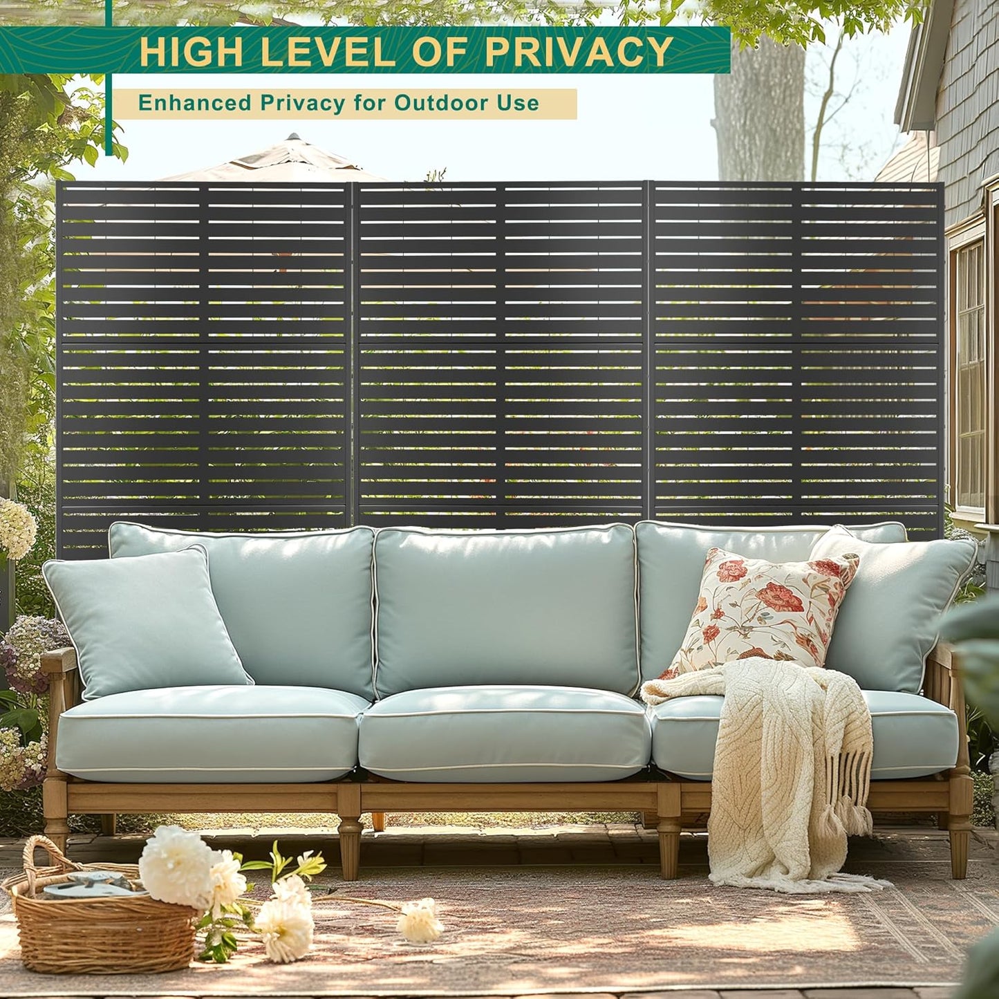72" H×47" W Metal Privacy Screen Outdoor Privacy Screen Freestanding, Outdoor Privacy Screens and Panels for Patio Lawn Deck, Outdoor Privacy Panels Decorative Privacy Fence(Consists of 3 Panels)
