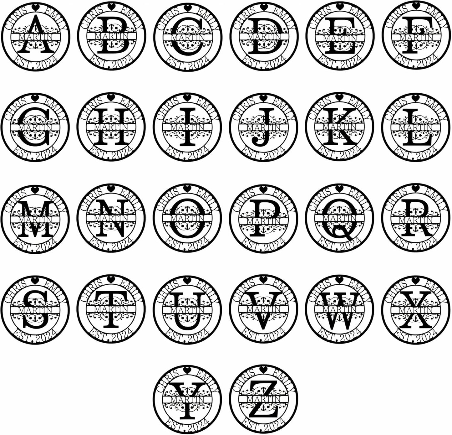 Personalized Metal Name Signs, Split Letter Monogram Wall Decor, Custom Last Name Sign, Family Name Sign for Outdoor, Personalized Wedding Gift, Garden Decor, Metal Wall Art, Housewarming Gift