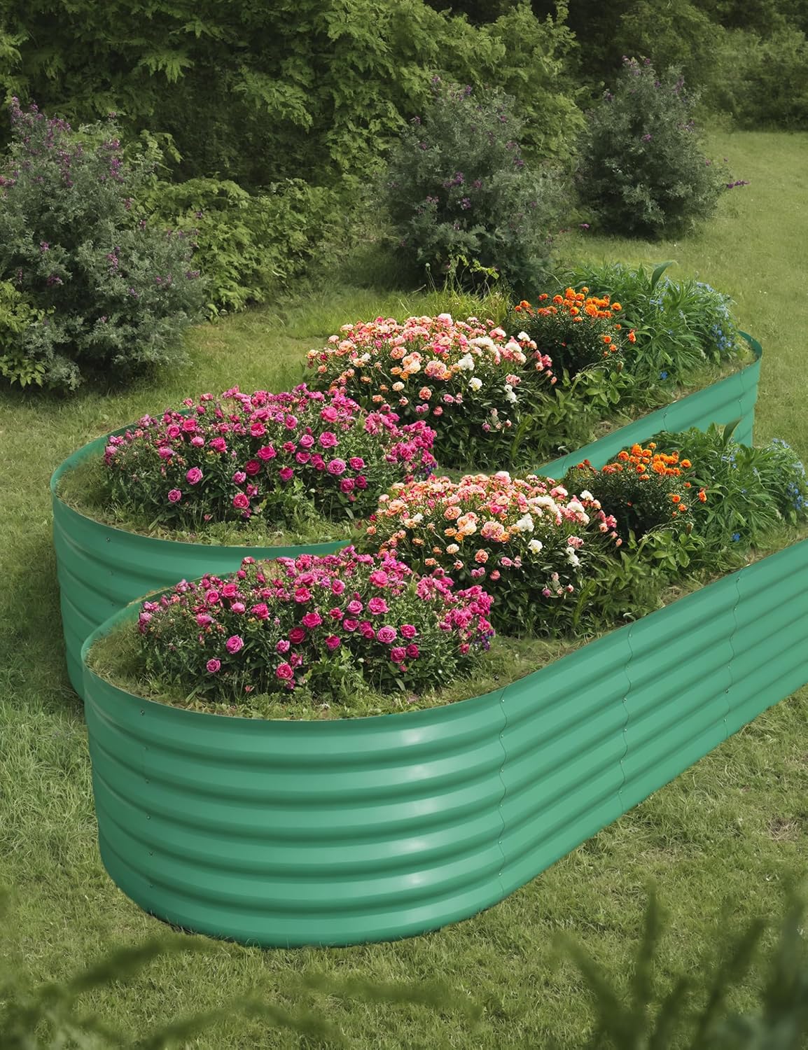 2 Pcs Raised Garden Beds Outdoor 10x4x1.5 ft - Galvanized Steel Planter Box for Vegetables, Flowers, Rust-Resistant Garden Box, Easy Assembly Raised Beds, Durable Planters for Outdoor Plants, Green