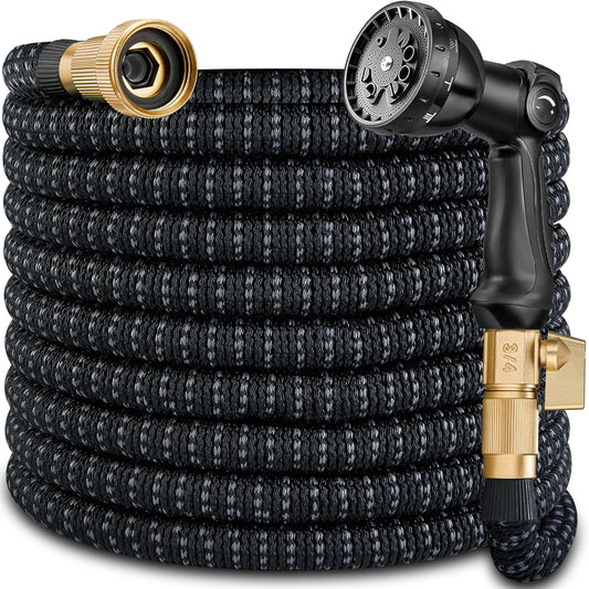 50 FT Garden Hose Expandable Hose-2025 Upgraded Flexible Water Hose, Car Wash Hose with Extra-Strong Brass Connectors,Superior Strength-4-Layers Latex - Kink-less Lightweight Expanding Hose