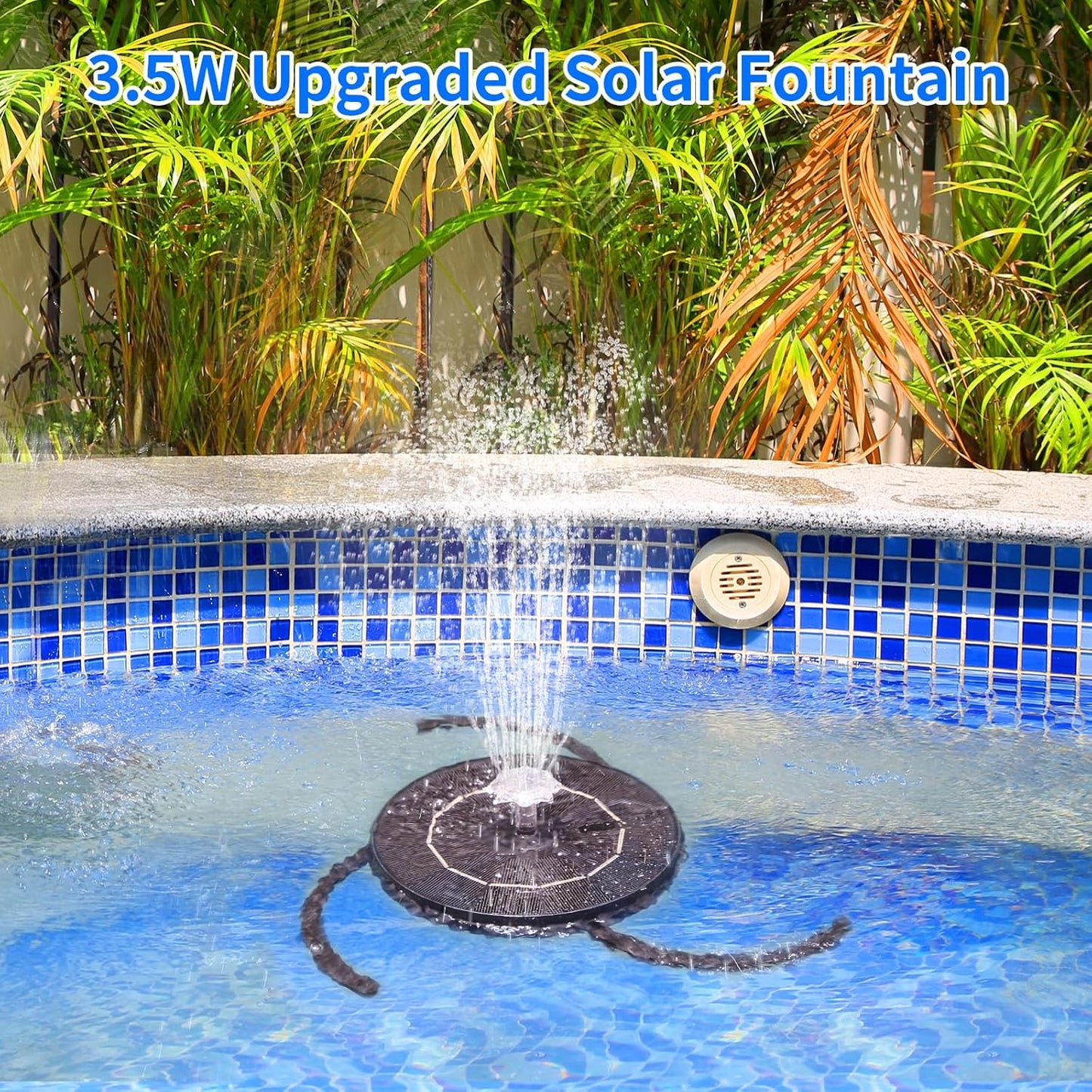 AISITIN 3.5W Solar Water Fountain with Storage & Integrated Bracket, Floating Solar Fountain Pump with Nozzles for Bird Bath, Garden, Pond, Pool, Aquarium and Outdoor (2PCS)