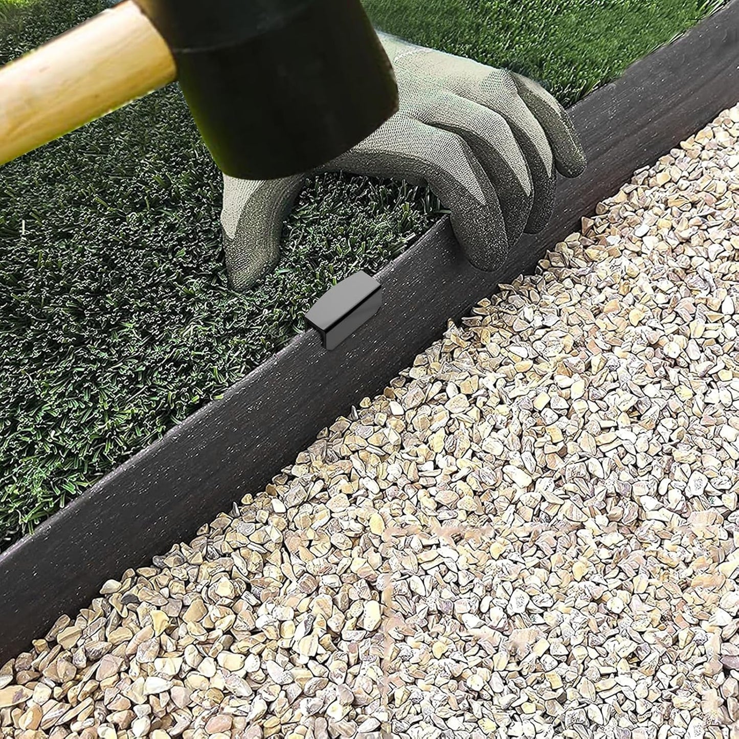 20Pcs Metal Landscape Edging Stakes, 8.5In Garden Stakes Landscape Anchoring Spikes for Terrace Board, Landscape Edging Coil, Grass Barrier, Bender Board, Garden Liner, Black