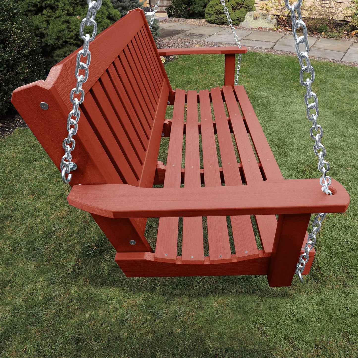 highwood Lehigh Porch Swing, 5 Feet, Rustic Red