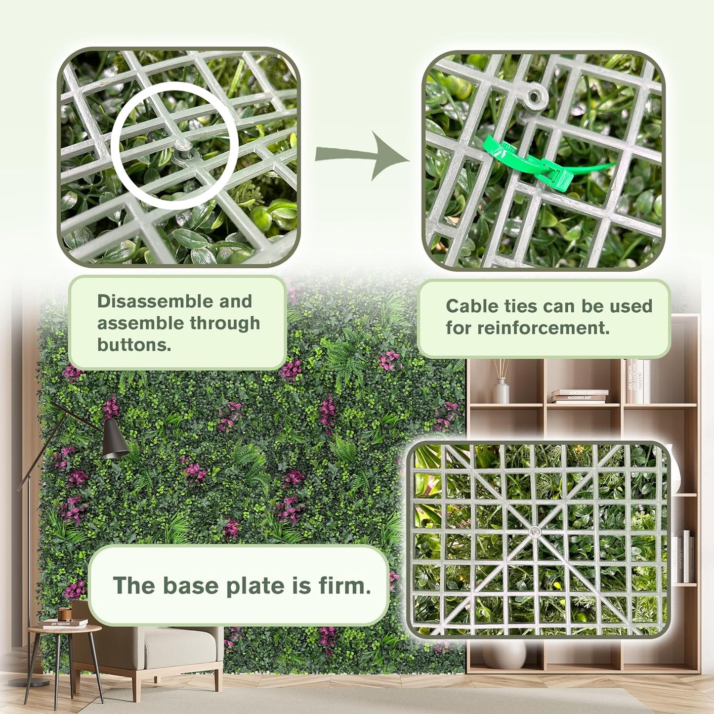 Greenery Grass Wall Boxwood Plant Roll: 40"x120"(33.5 SQFT) with UV Resistant Green Leaves Faux for Interior Wall, Greenery Backdrop,Garden and Indoor Outdoor Plant Panel Covering Privacy
