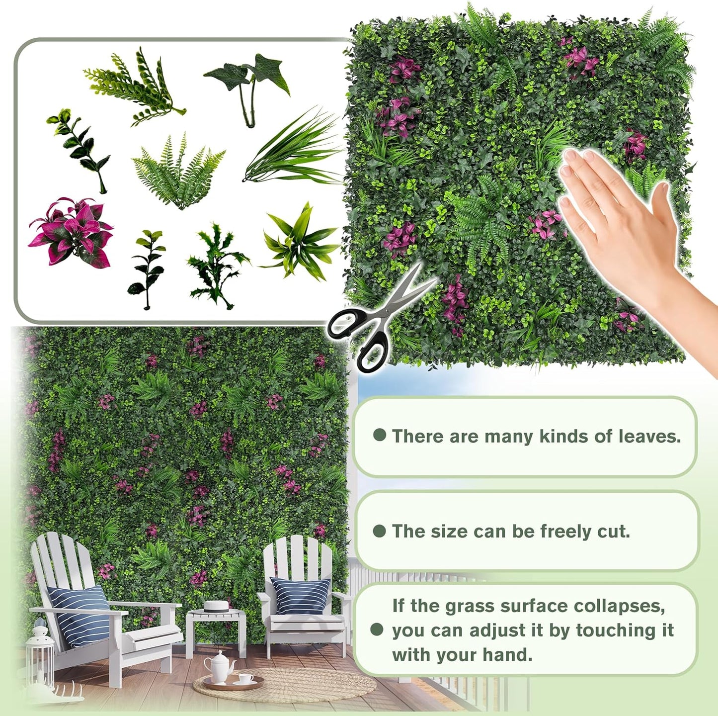 Greenery Grass Wall Boxwood Plant Roll: 60"x128"(53.5 SQFT) with UV Resistant Green Leaves Faux for Interior Panel, Greenery Backdrop,Garden and Indoor Outdoor Wall&Fence Covering Privacy