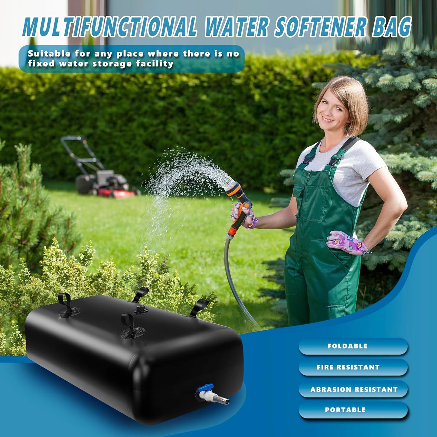 760 L/200 Gal Water Bladder Tank, Foldable Portable Water Storage Container, Emergency Water Bag for RV, Truck Bed, Fire Prevention, Drought Resistance, Black